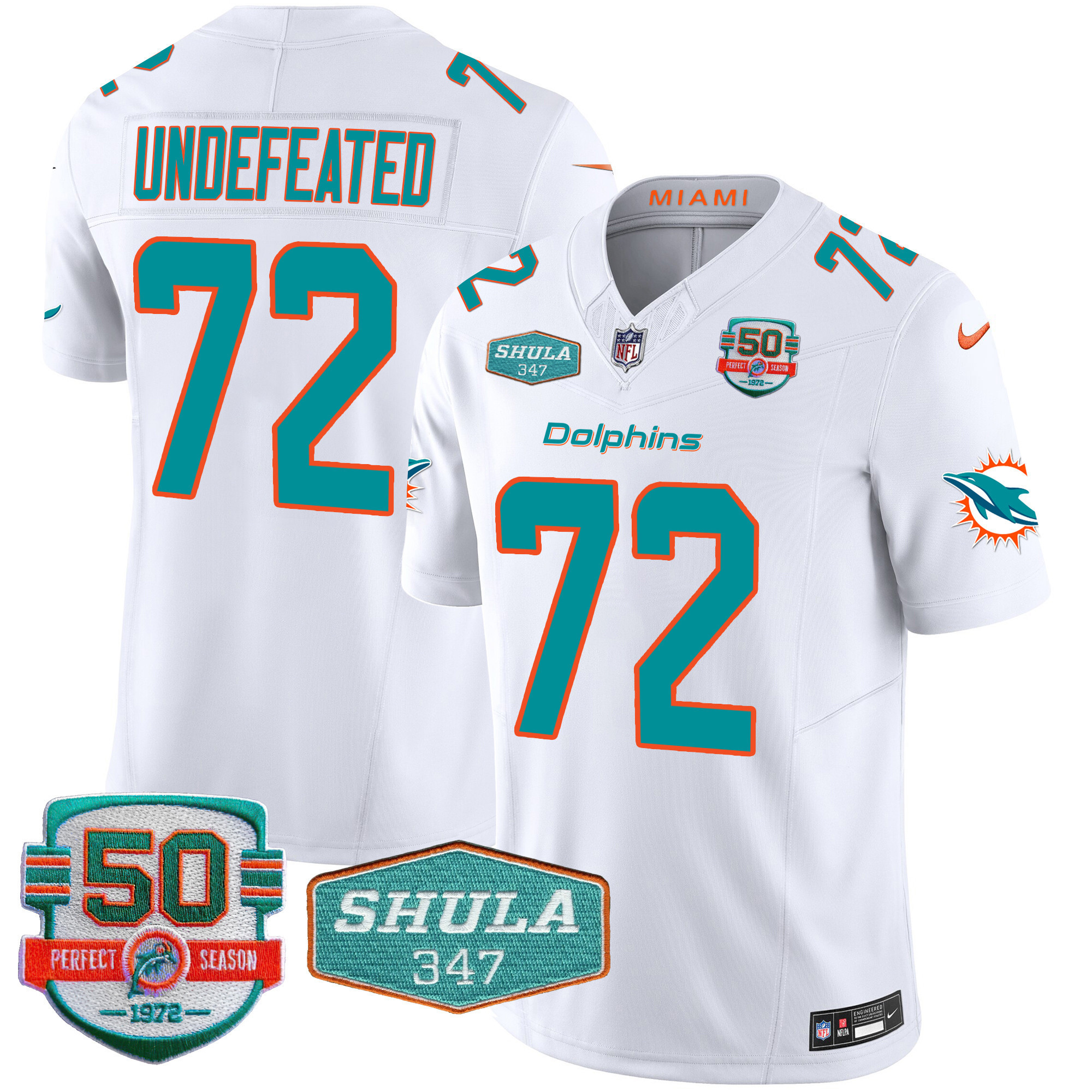 Men's Miami Dolphins Shula 347 Patch Vapor Limited Jersey V2 - All Stitched - Image 32