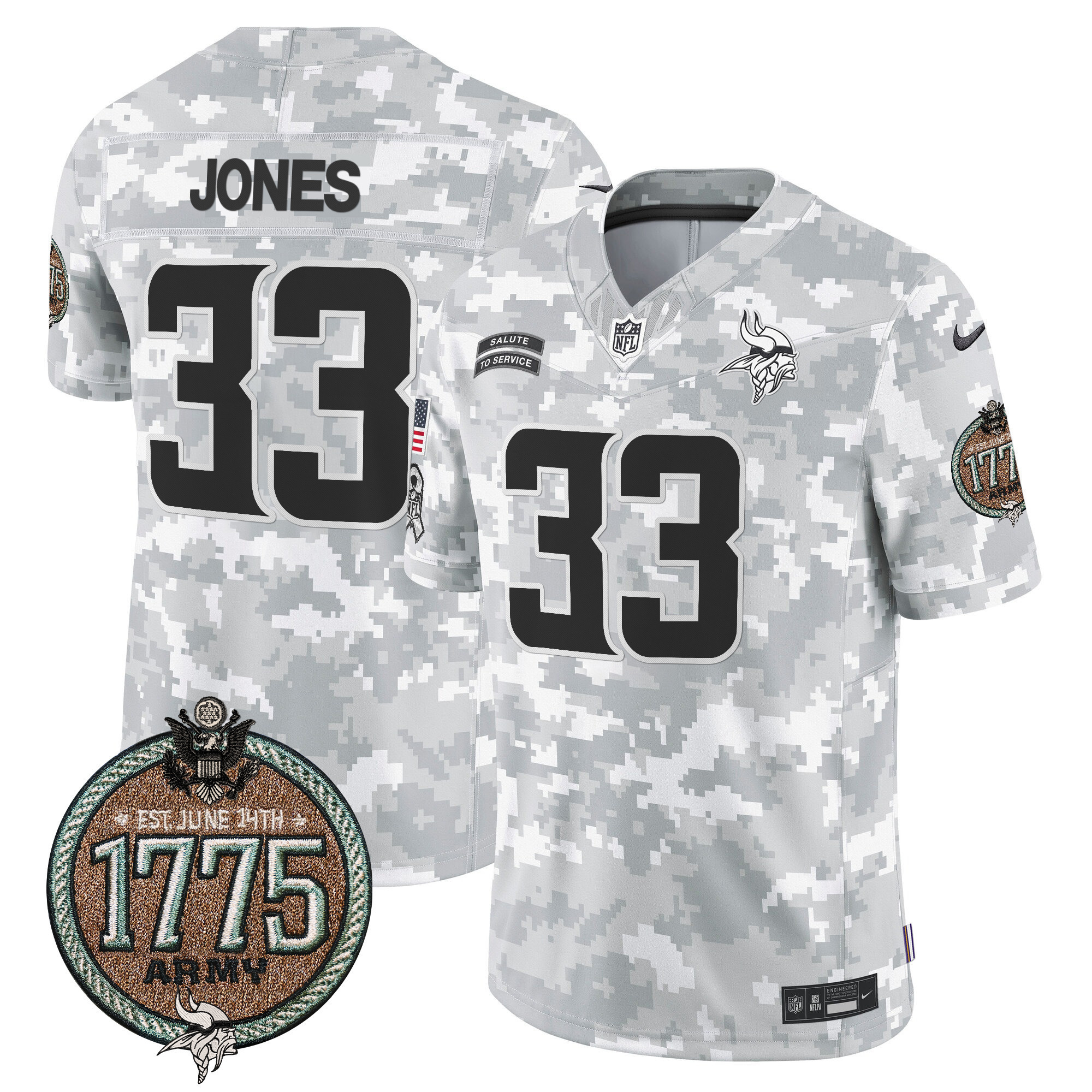 Men's Minnesota Vikings 2024 Salute to Service Establishment Year Patch Vapor Limited Jersey - All Stitched - Image 14