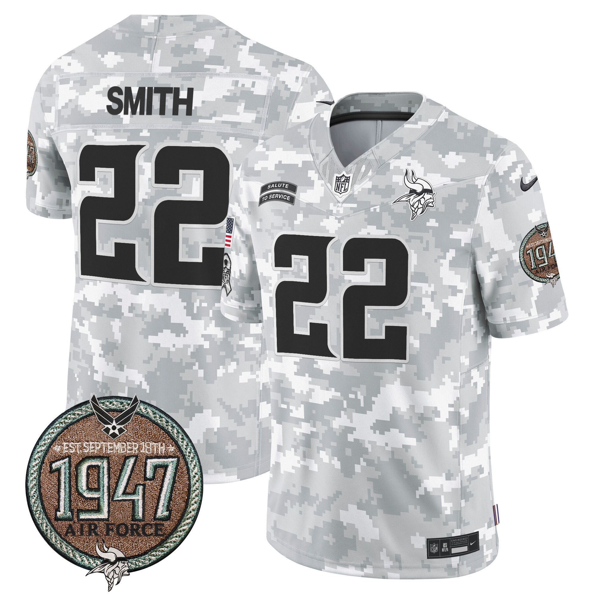 Men's Minnesota Vikings 2024 Salute to Service Establishment Year Patch Vapor Limited Jersey - All Stitched - Image 34