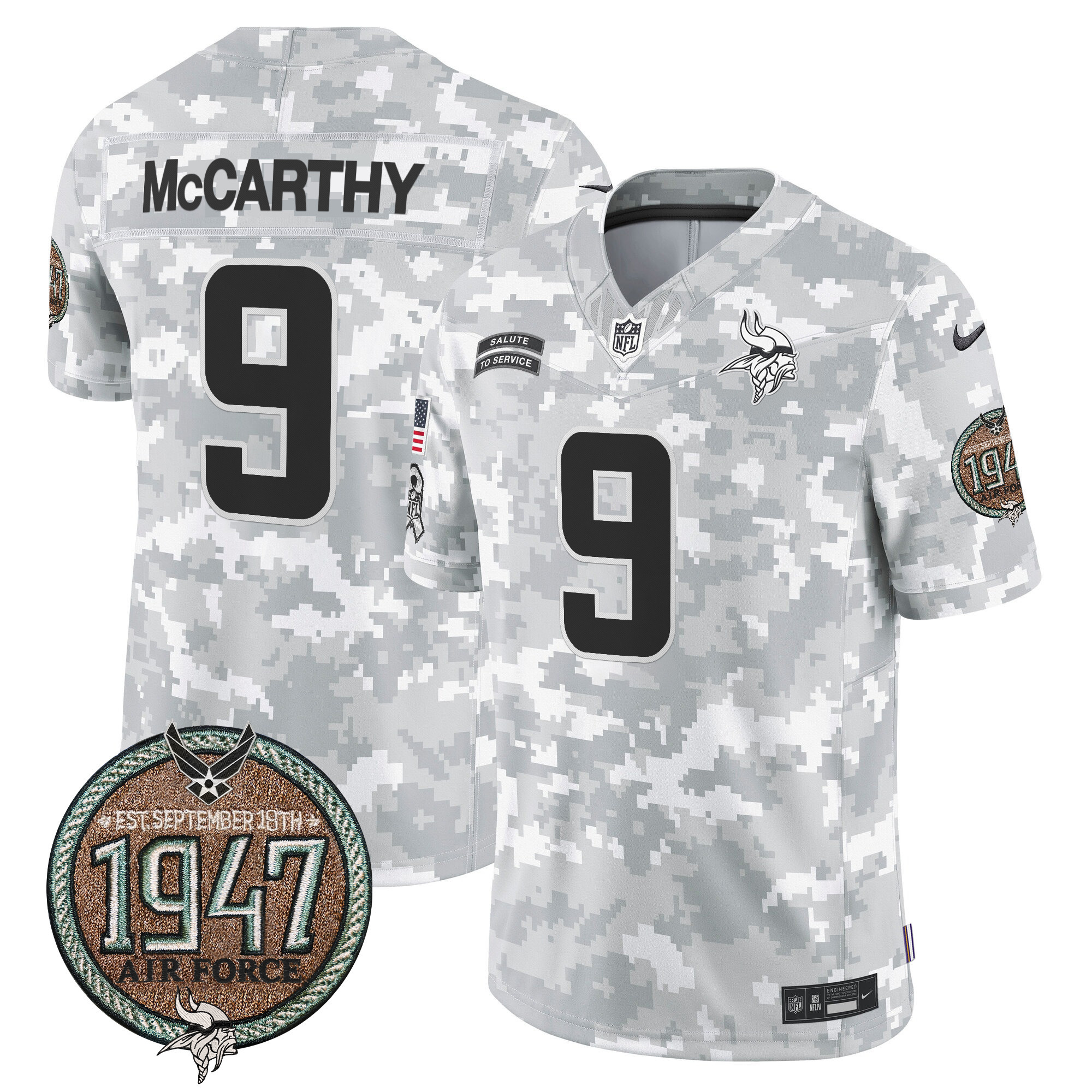 Men's Minnesota Vikings 2024 Salute to Service Establishment Year Patch Vapor Limited Jersey - All Stitched - Image 30