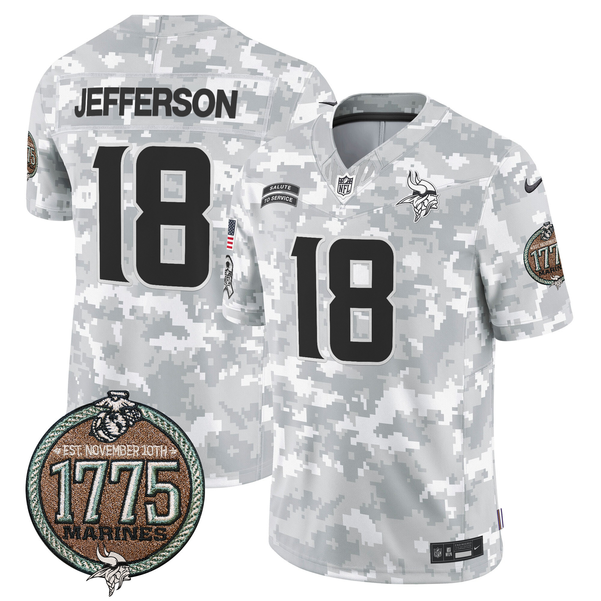 Men's Minnesota Vikings 2024 Salute to Service Establishment Year Patch Vapor Limited Jersey - All Stitched - Image 2