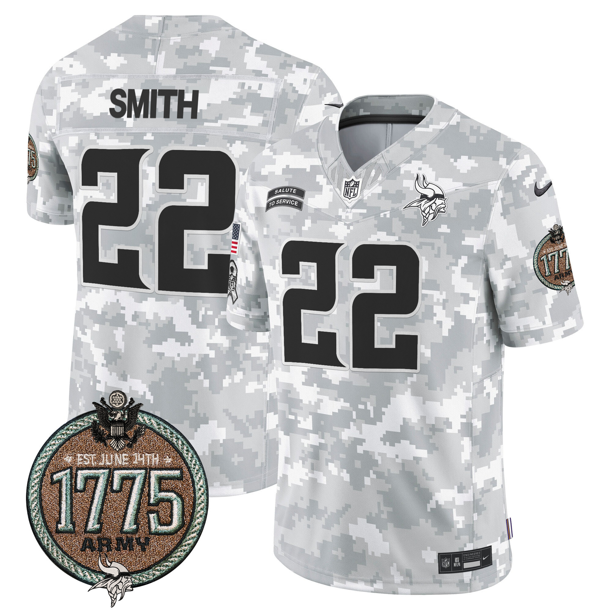 Men's Minnesota Vikings 2024 Salute to Service Establishment Year Patch Vapor Limited Jersey - All Stitched - Image 16