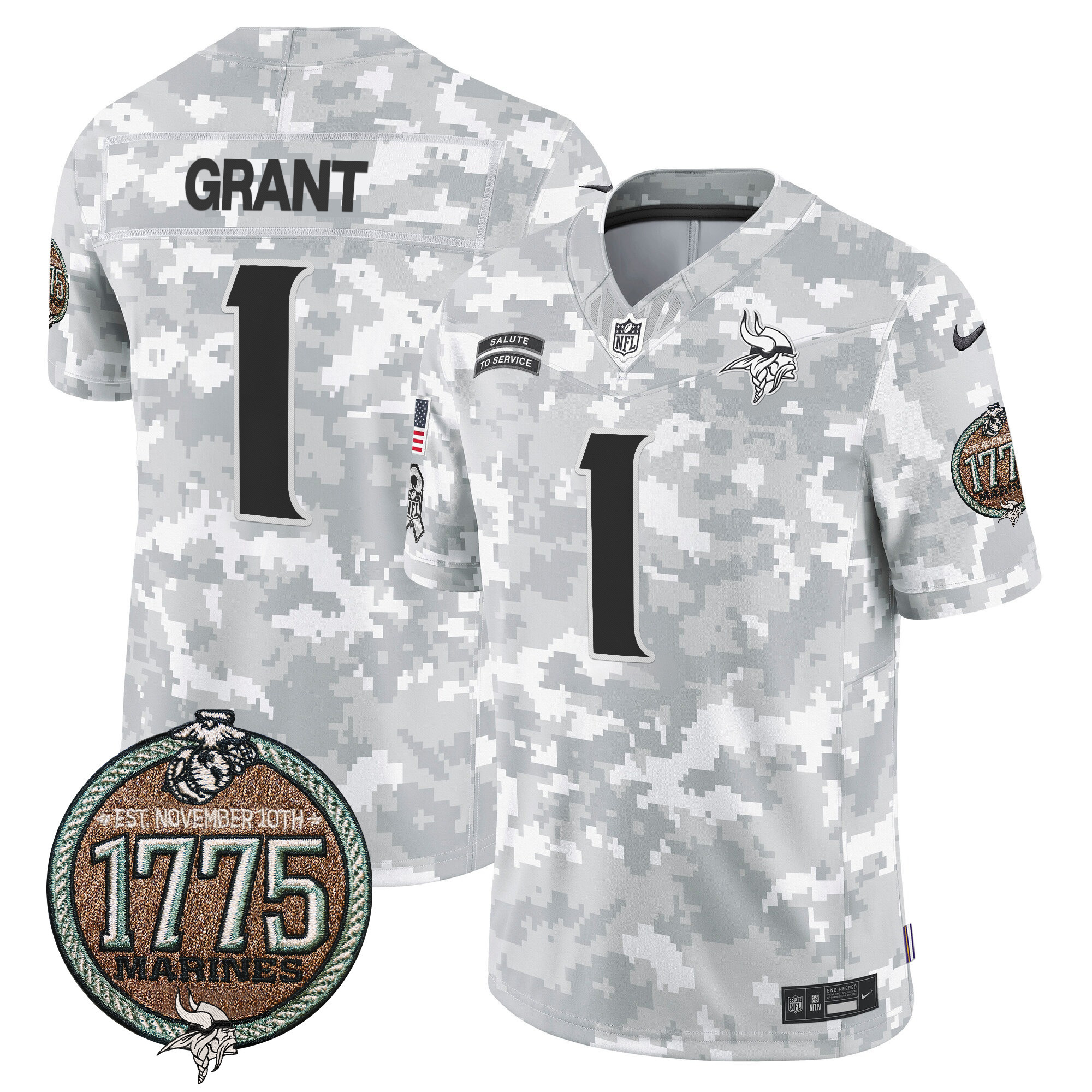 Men's Minnesota Vikings 2024 Salute to Service Establishment Year Patch Vapor Limited Jersey - All Stitched - Image 6