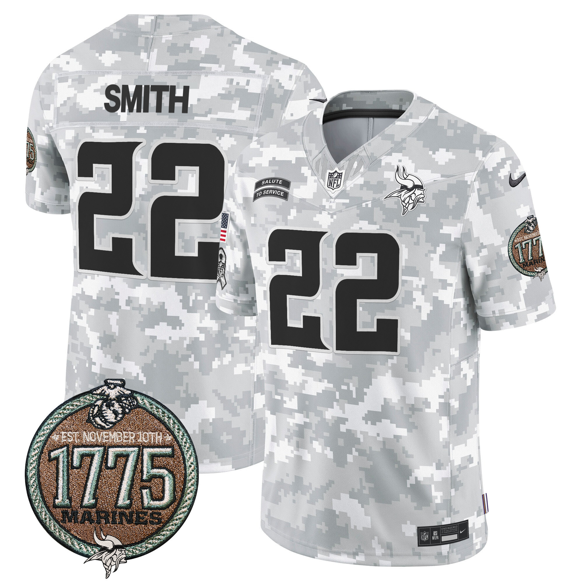 Men's Minnesota Vikings 2024 Salute to Service Establishment Year Patch Vapor Limited Jersey - All Stitched - Image 7