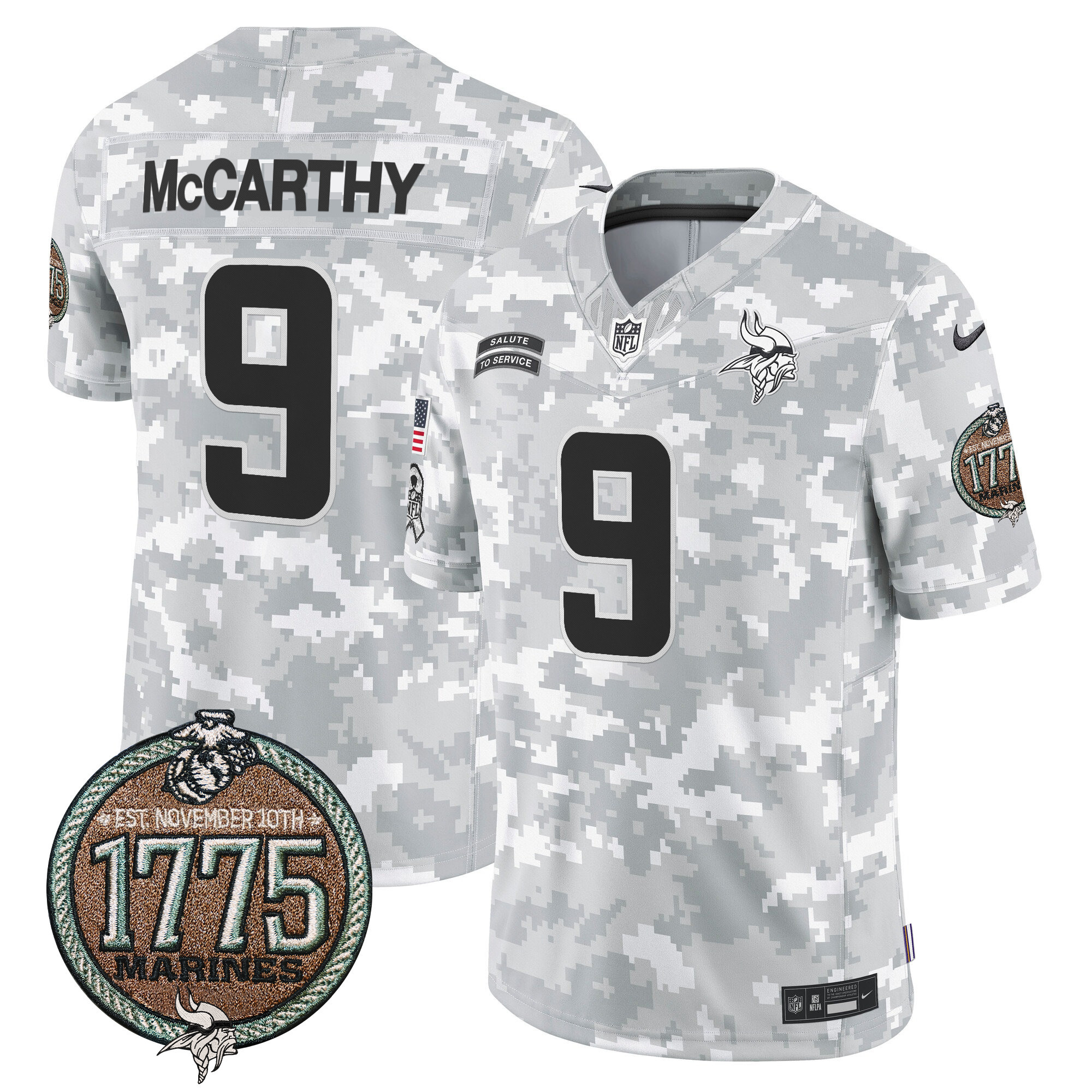Men's Minnesota Vikings 2024 Salute to Service Establishment Year Patch Vapor Limited Jersey - All Stitched - Image 3