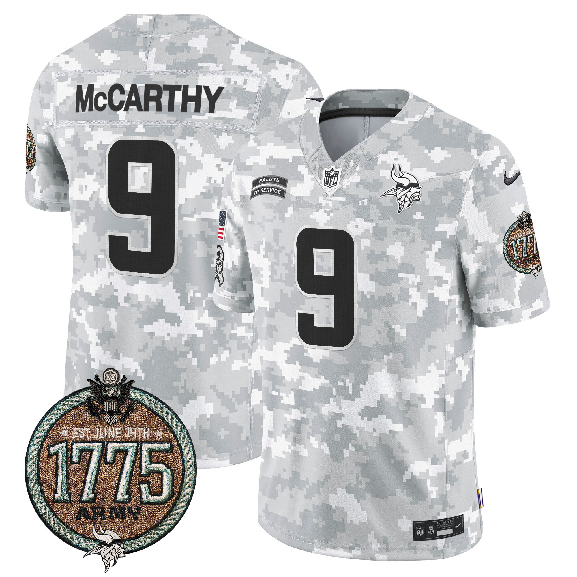 Men's Minnesota Vikings 2024 Salute to Service Establishment Year Patch Vapor Limited Jersey - All Stitched - Image 12