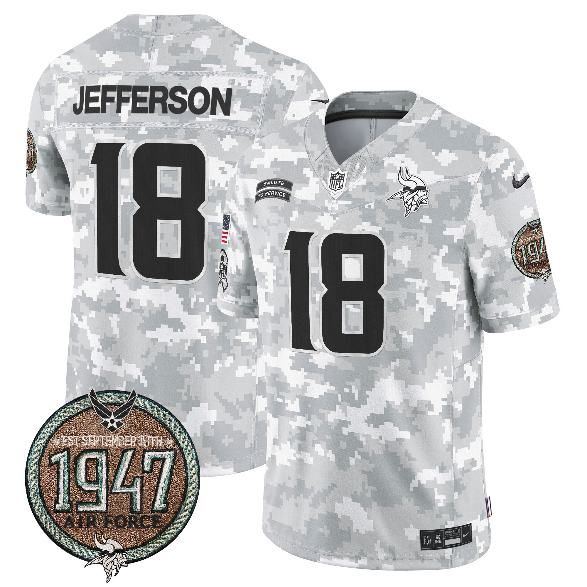 Men's Minnesota Vikings 2024 Salute to Service Establishment Year Patch Vapor Limited Jersey - All Stitched - Image 29
