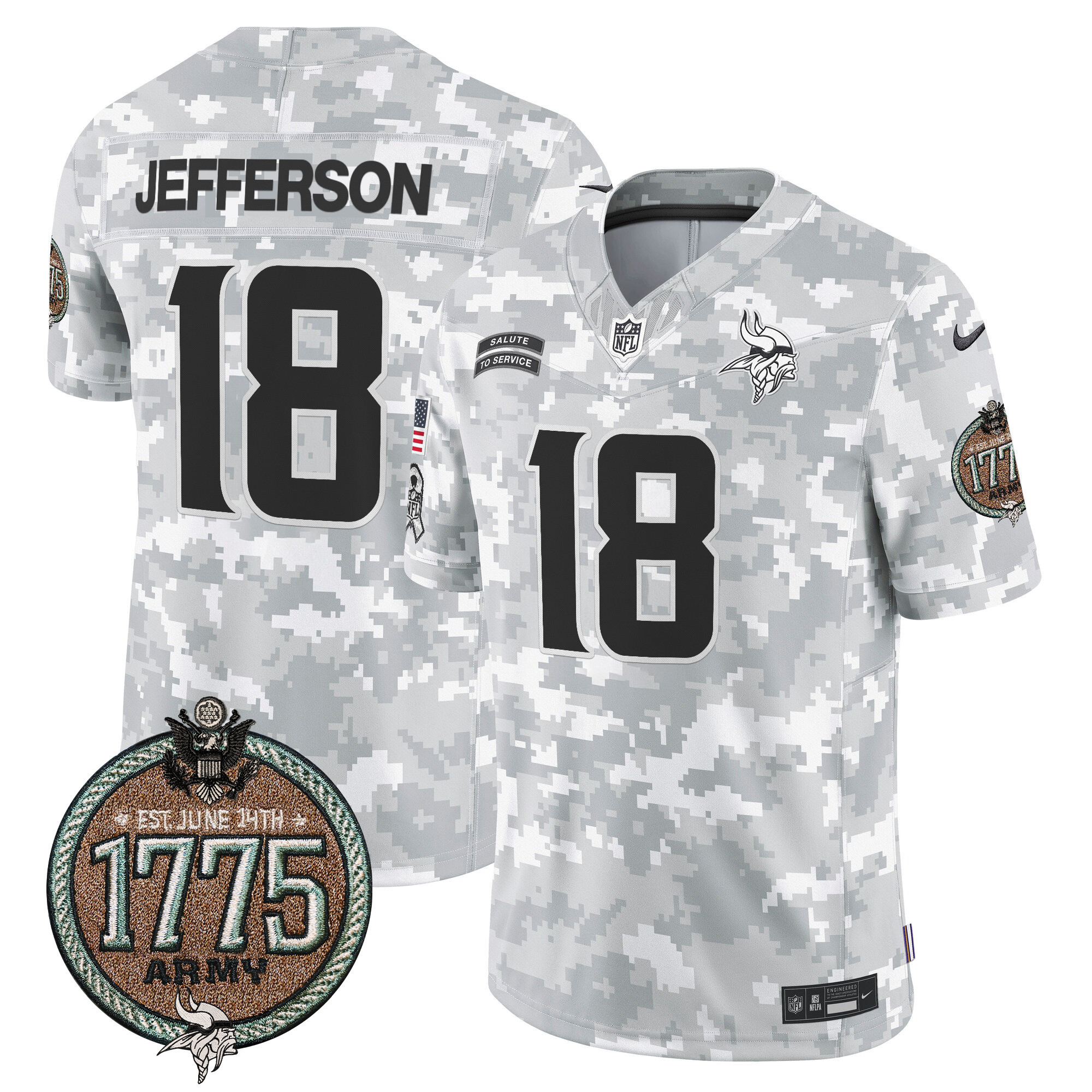 Men's Minnesota Vikings 2024 Salute to Service Establishment Year Patch Vapor Limited Jersey - All Stitched - Image 11