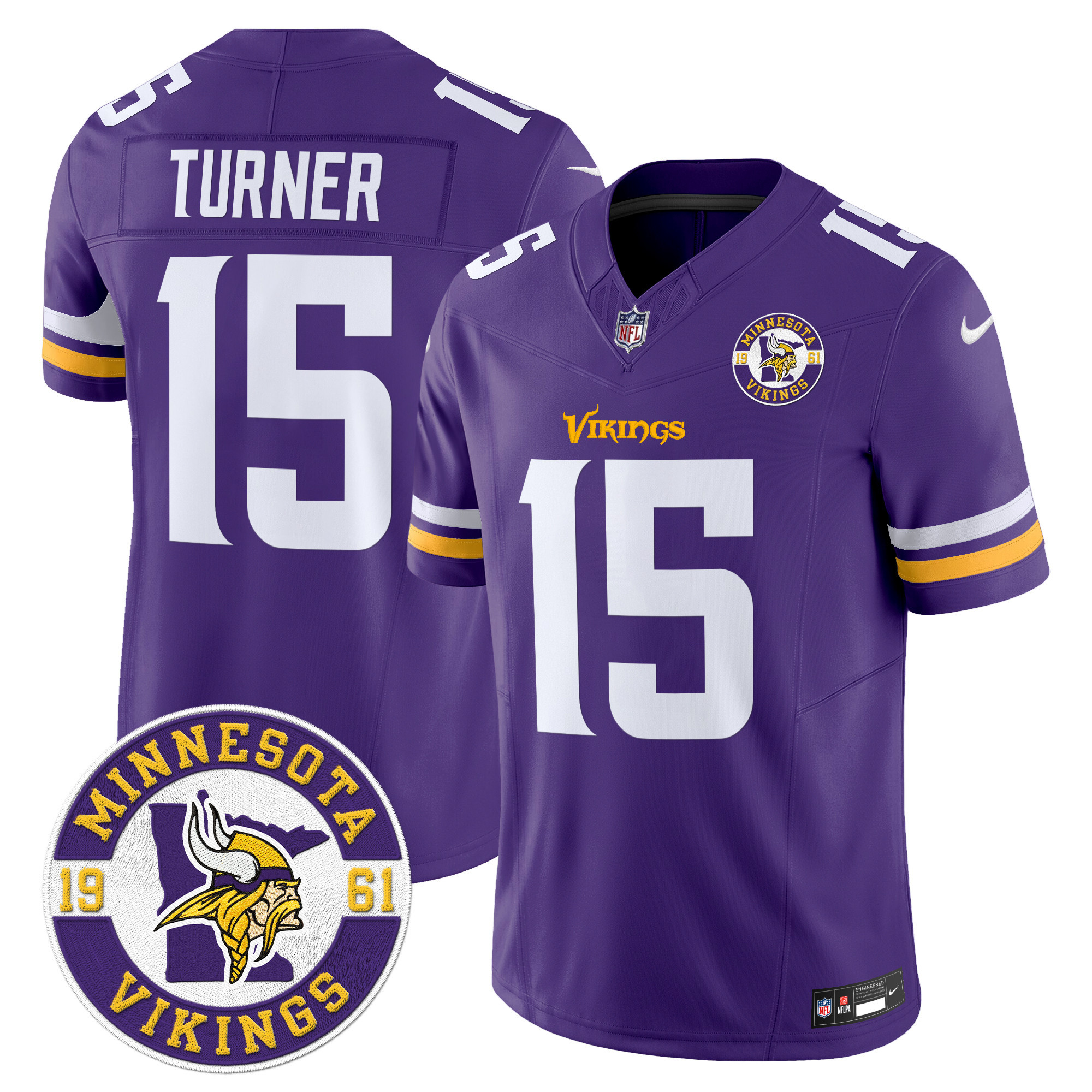 Men's Minnesota Vikings 2024 Vapor Limited Jersey V2 - Est. 1961 Patch - All Stitched - Image 22