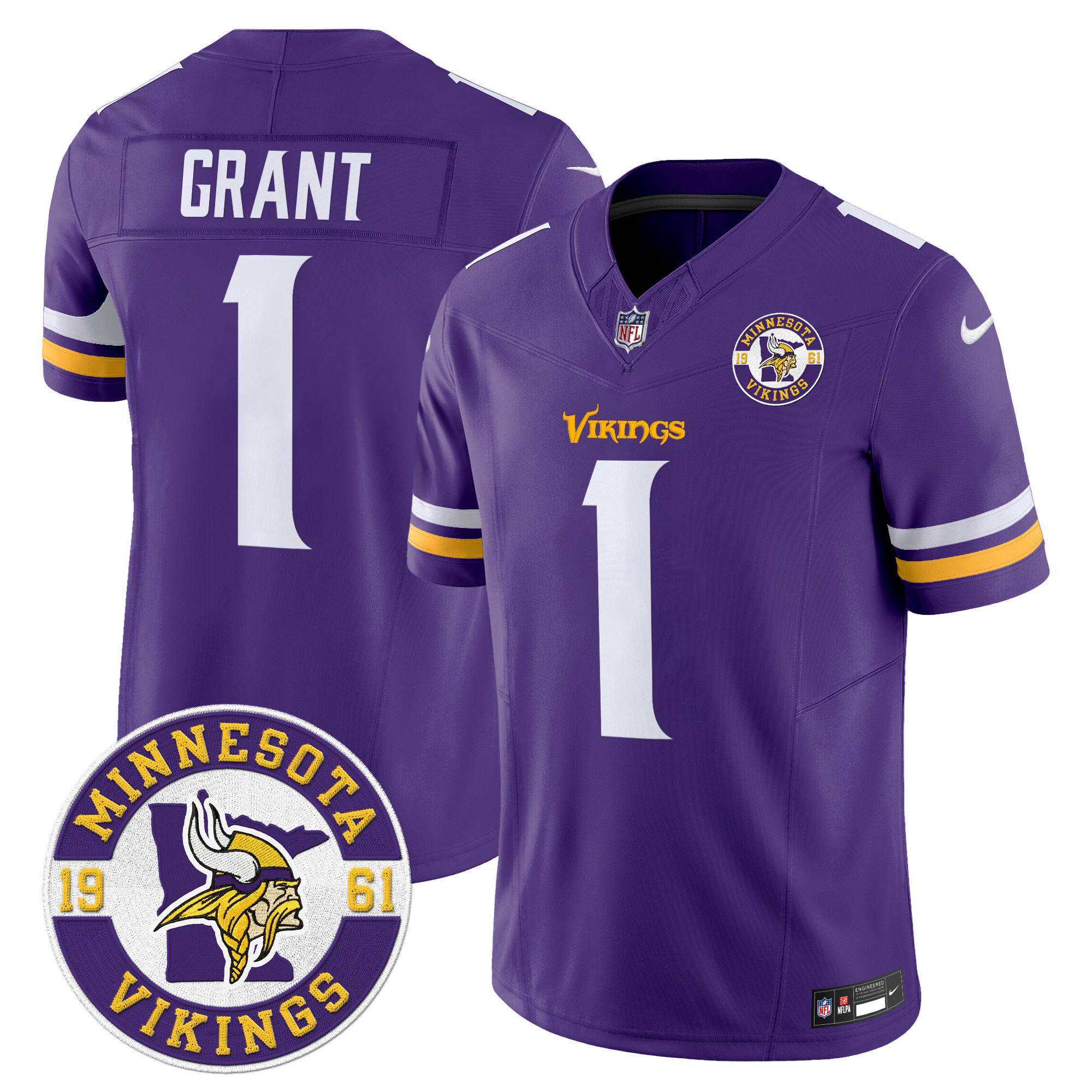 Men's Minnesota Vikings 2024 Vapor Limited Jersey V2 - Est. 1961 Patch - All Stitched - Image 24