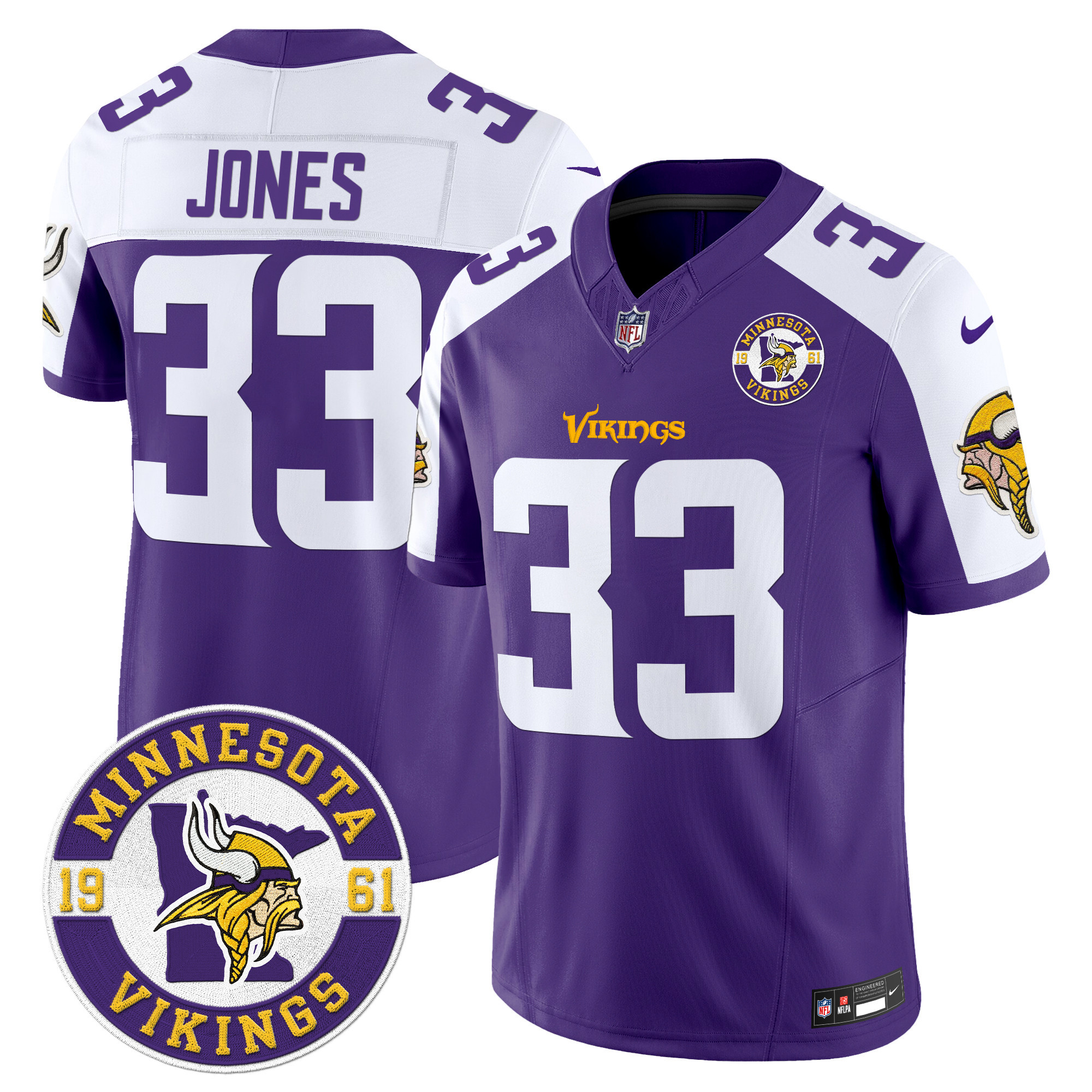 Men's Minnesota Vikings 2024 Vapor Limited Jersey V2 - Est. 1961 Patch - All Stitched - Image 5