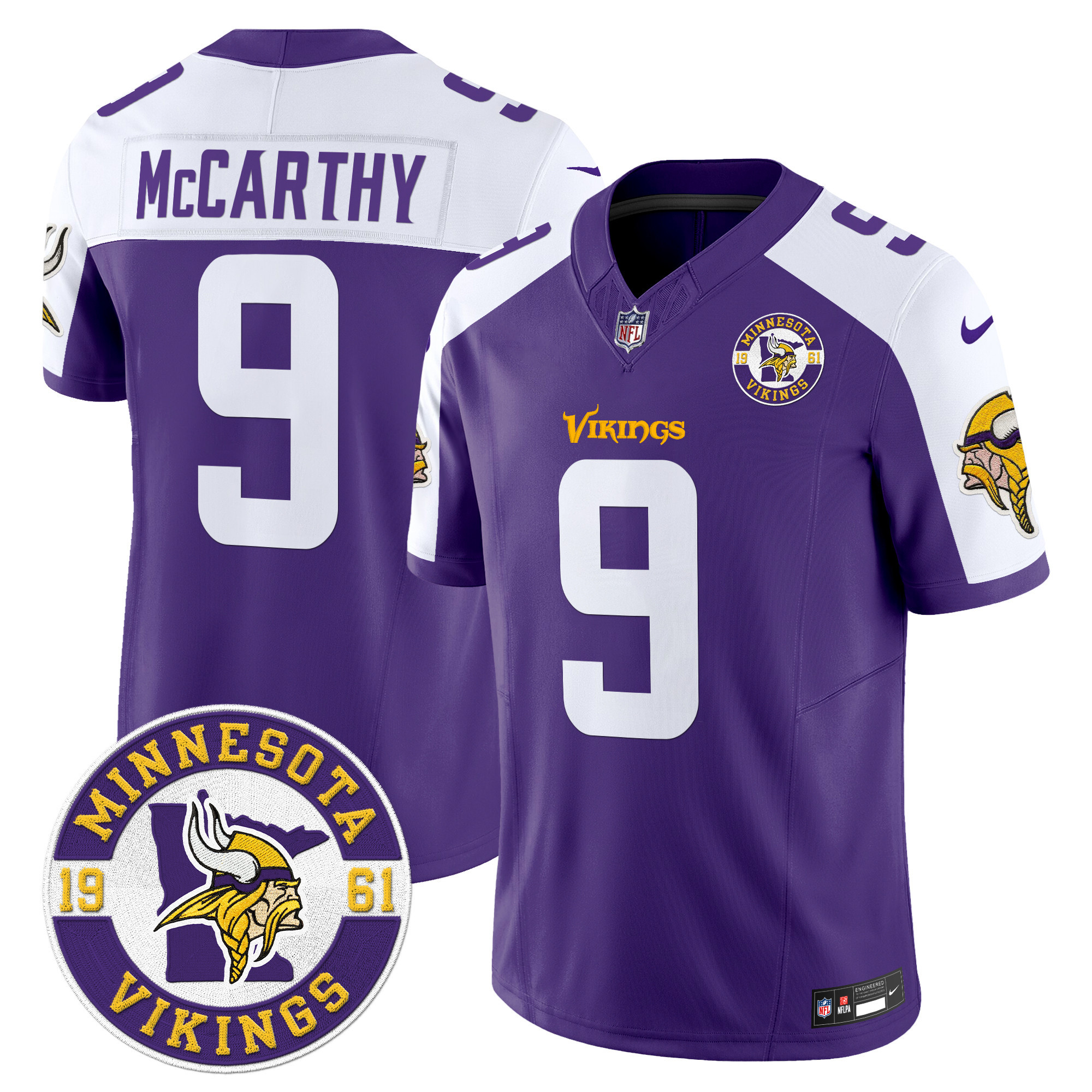 Men's Minnesota Vikings 2024 Vapor Limited Jersey V2 - Est. 1961 Patch - All Stitched - Image 3
