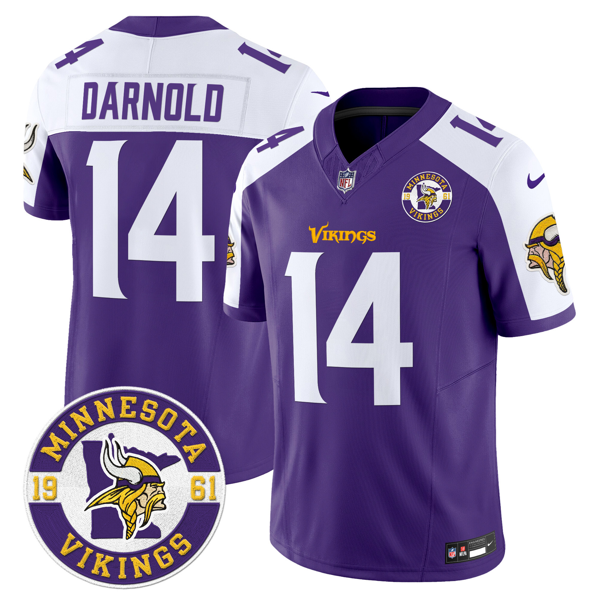 Men's Minnesota Vikings 2024 Vapor Limited Jersey V2 - Est. 1961 Patch - All Stitched