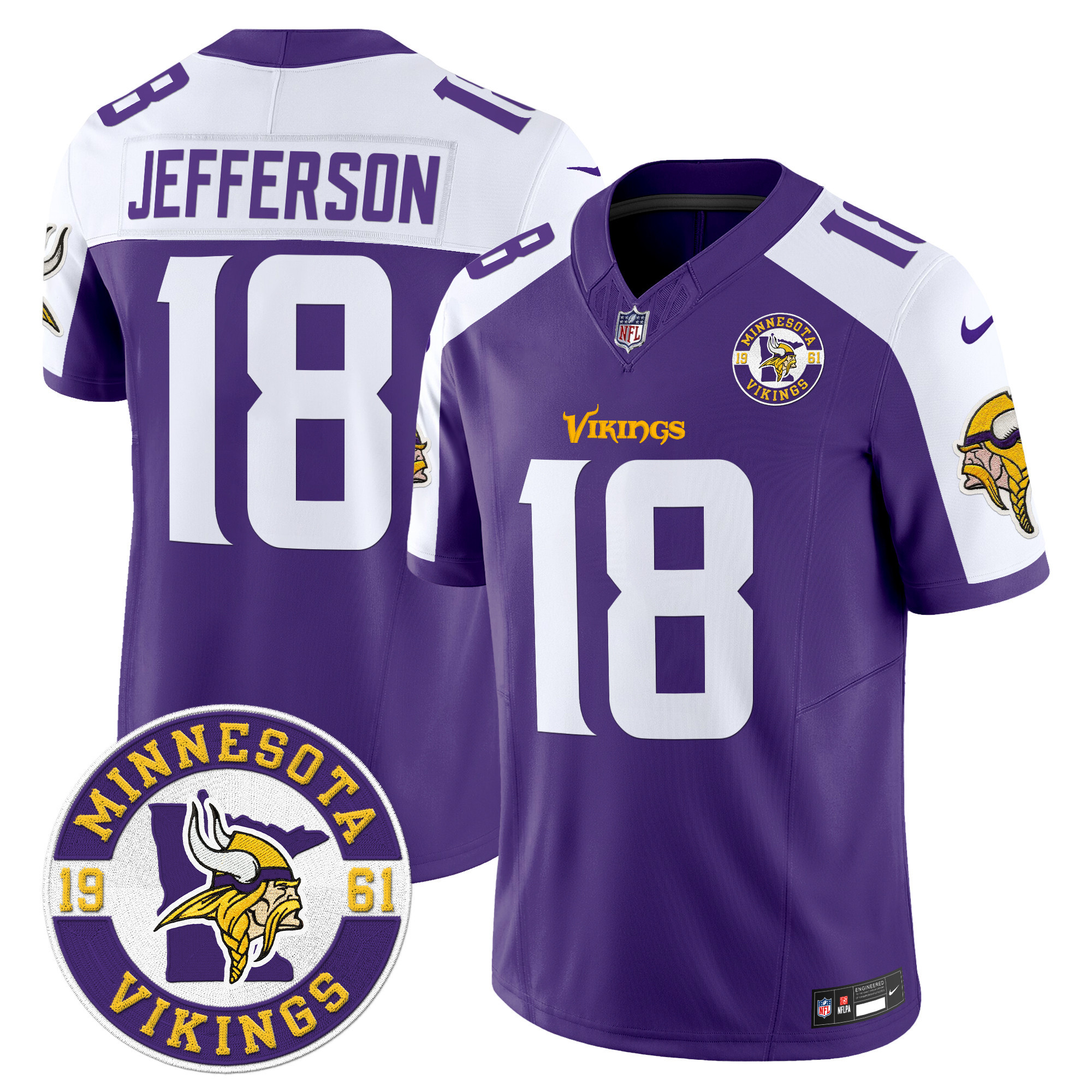 Men's Minnesota Vikings 2024 Vapor Limited Jersey V2 - Est. 1961 Patch - All Stitched - Image 2