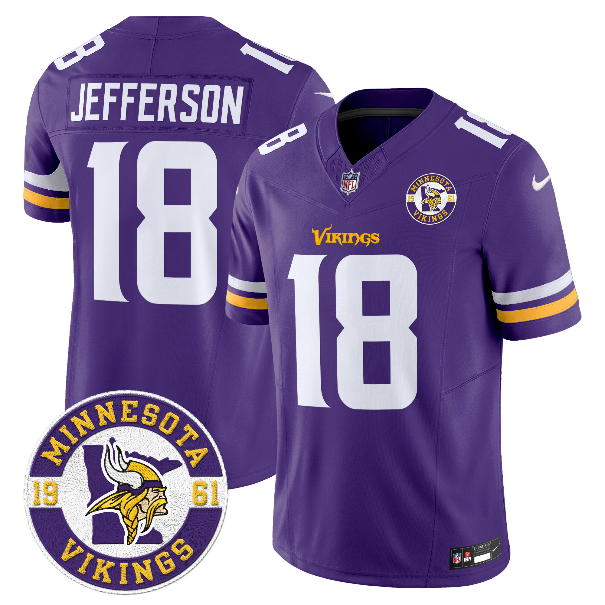 Men's Minnesota Vikings 2024 Vapor Limited Jersey V2 - Est. 1961 Patch - All Stitched - Image 20
