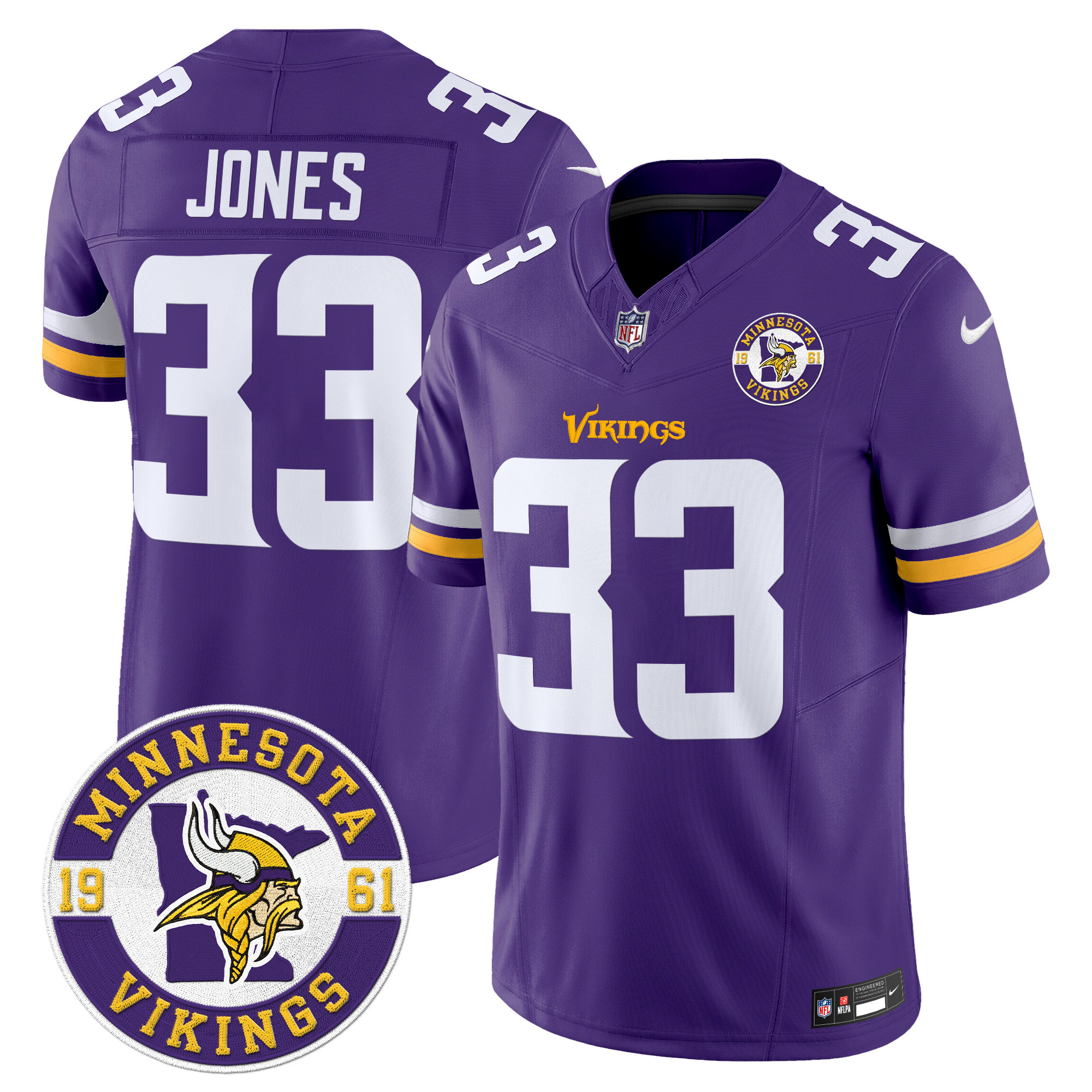 Men's Minnesota Vikings 2024 Vapor Limited Jersey V2 - Est. 1961 Patch - All Stitched - Image 23