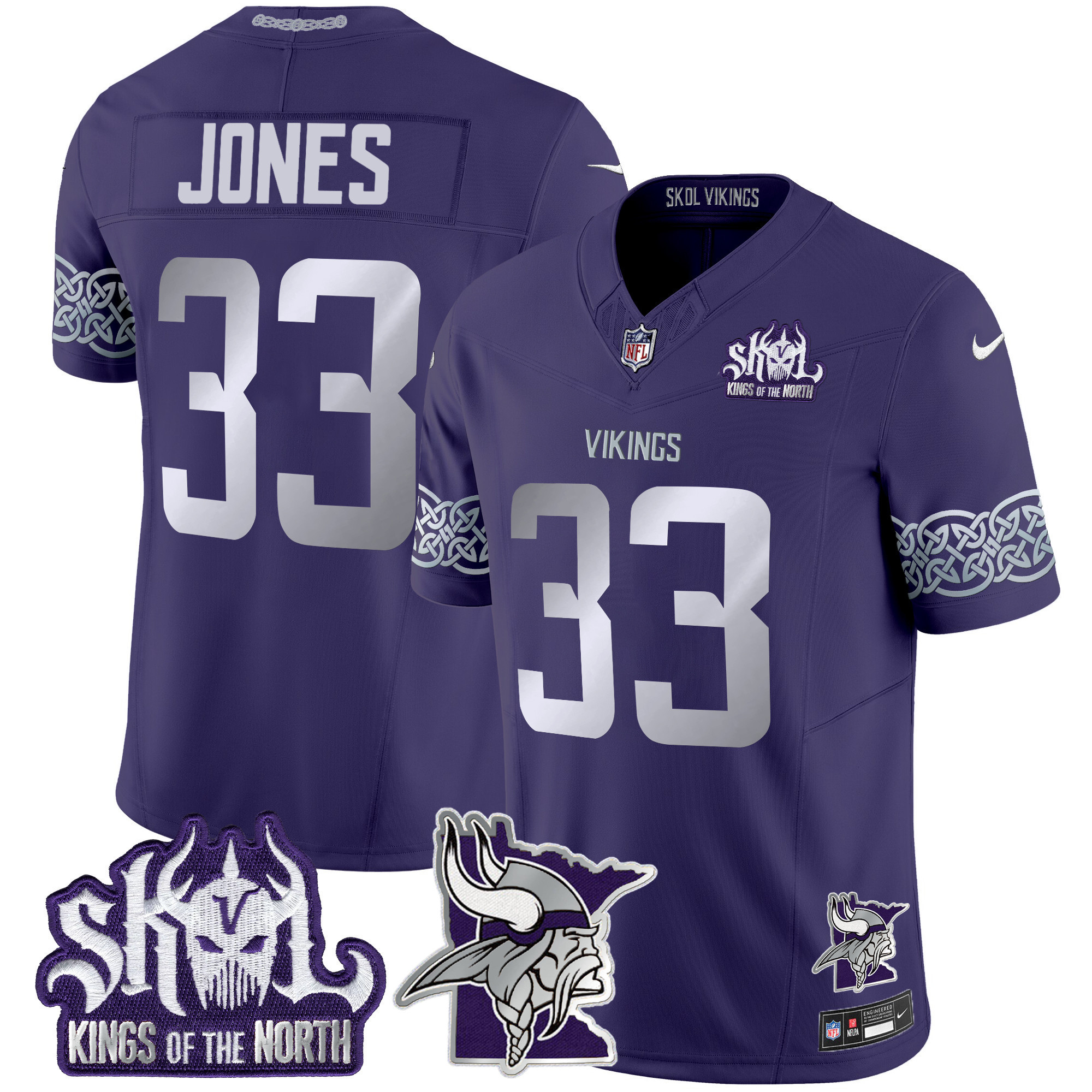 Men's Minnesota Vikings 2024 Winter Warrior Skol Patch Vapor Limited Jersey V2 - All Stitched - Image 14