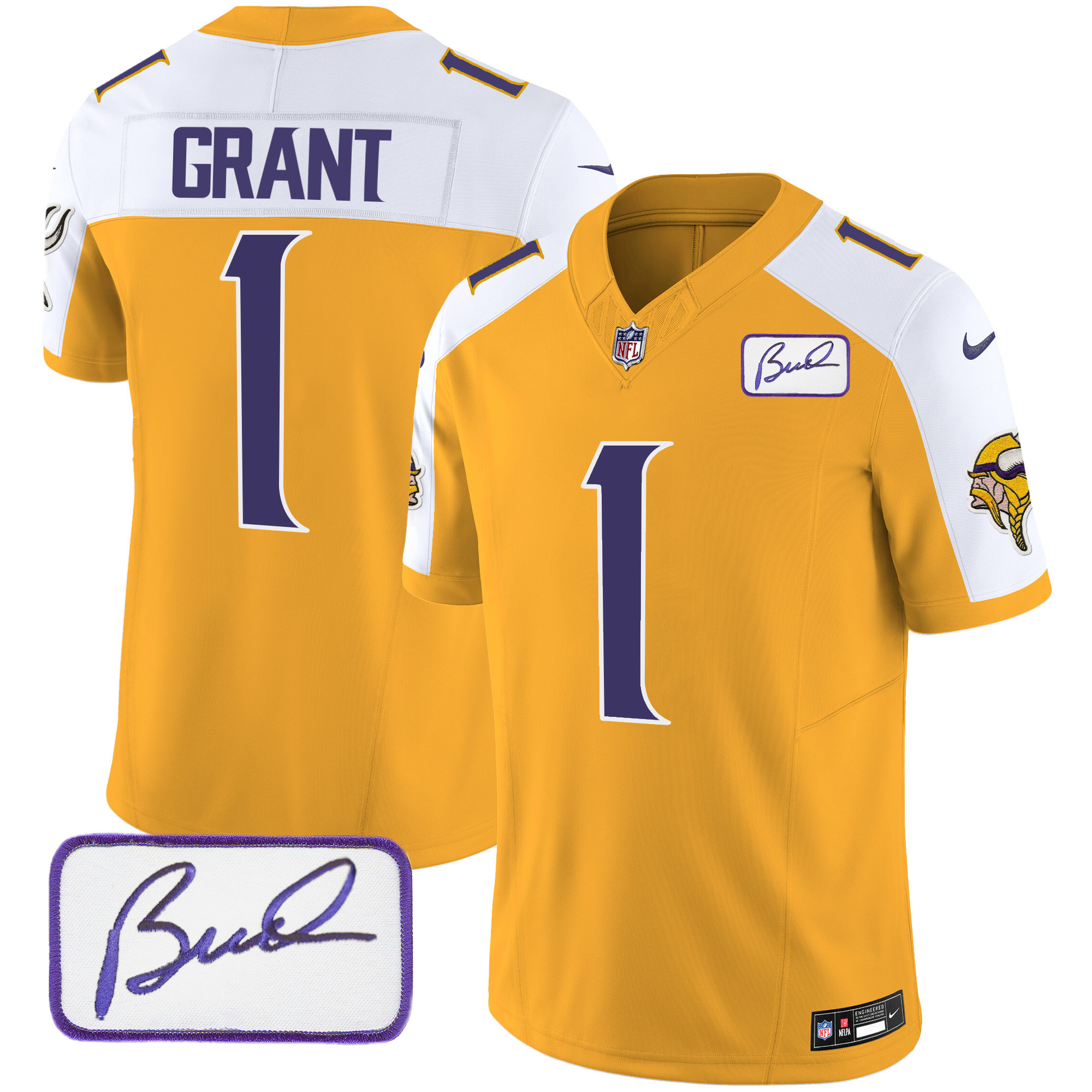 Men's Minnesota Vikings Bud Grant Patch Classic Limited Jersey V4 - All Stitched - Image 10