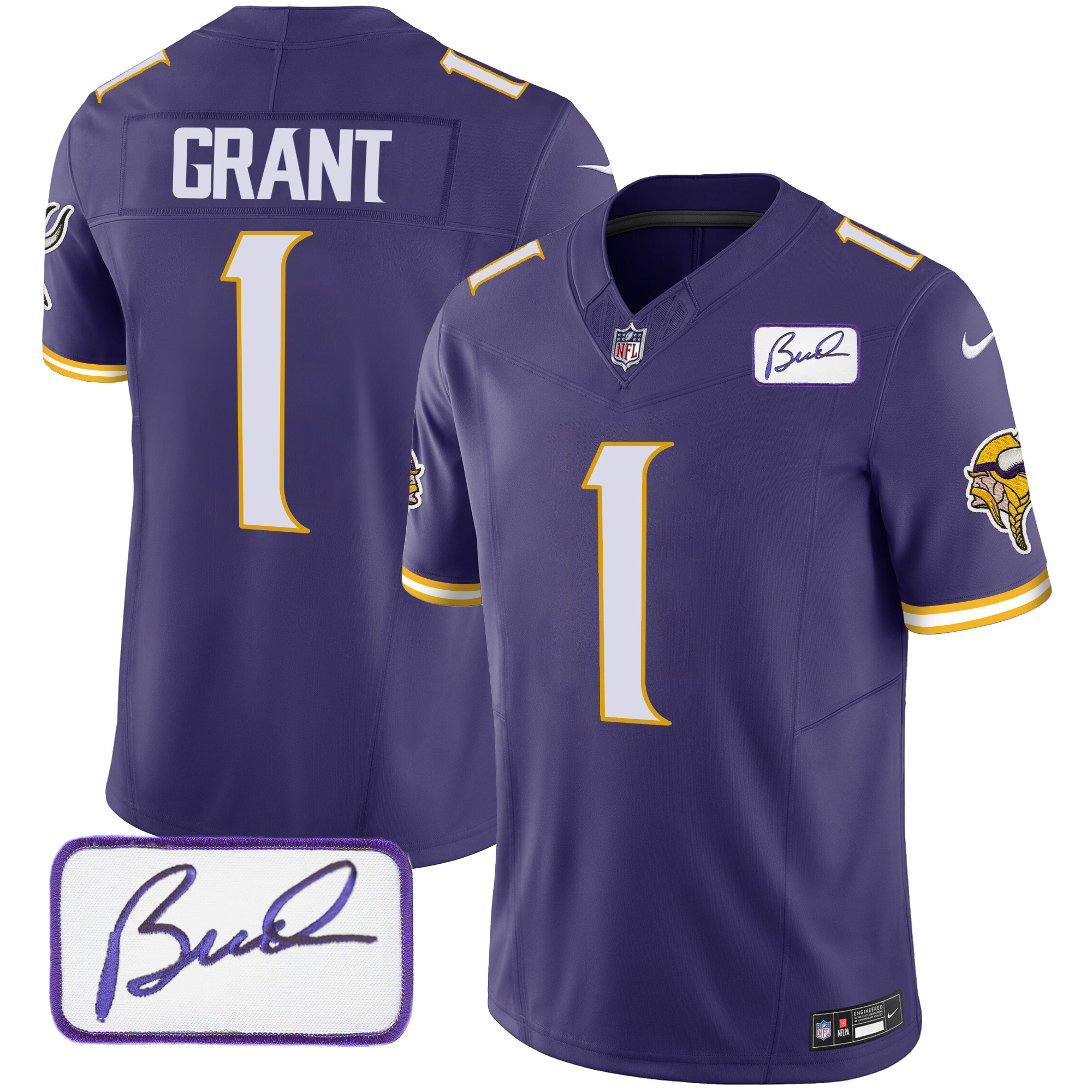 Men's Minnesota Vikings Bud Grant Patch Classic Limited Jersey V4 - All Stitched - Image 26