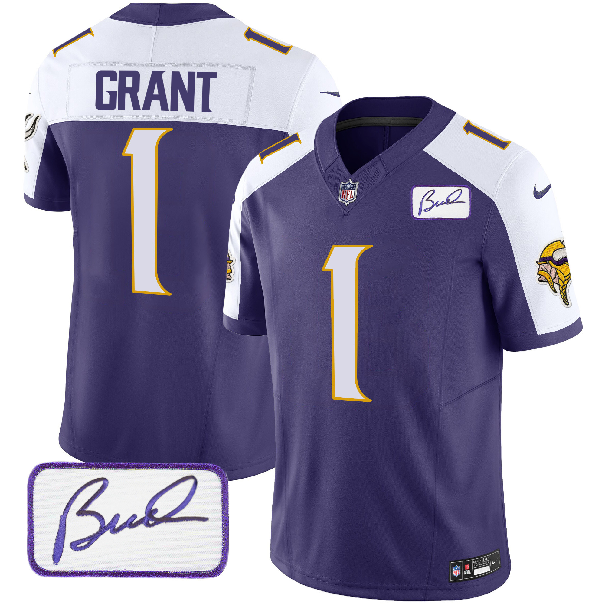 Men's Minnesota Vikings Bud Grant Patch Classic Limited Jersey V4 - All Stitched - Image 18