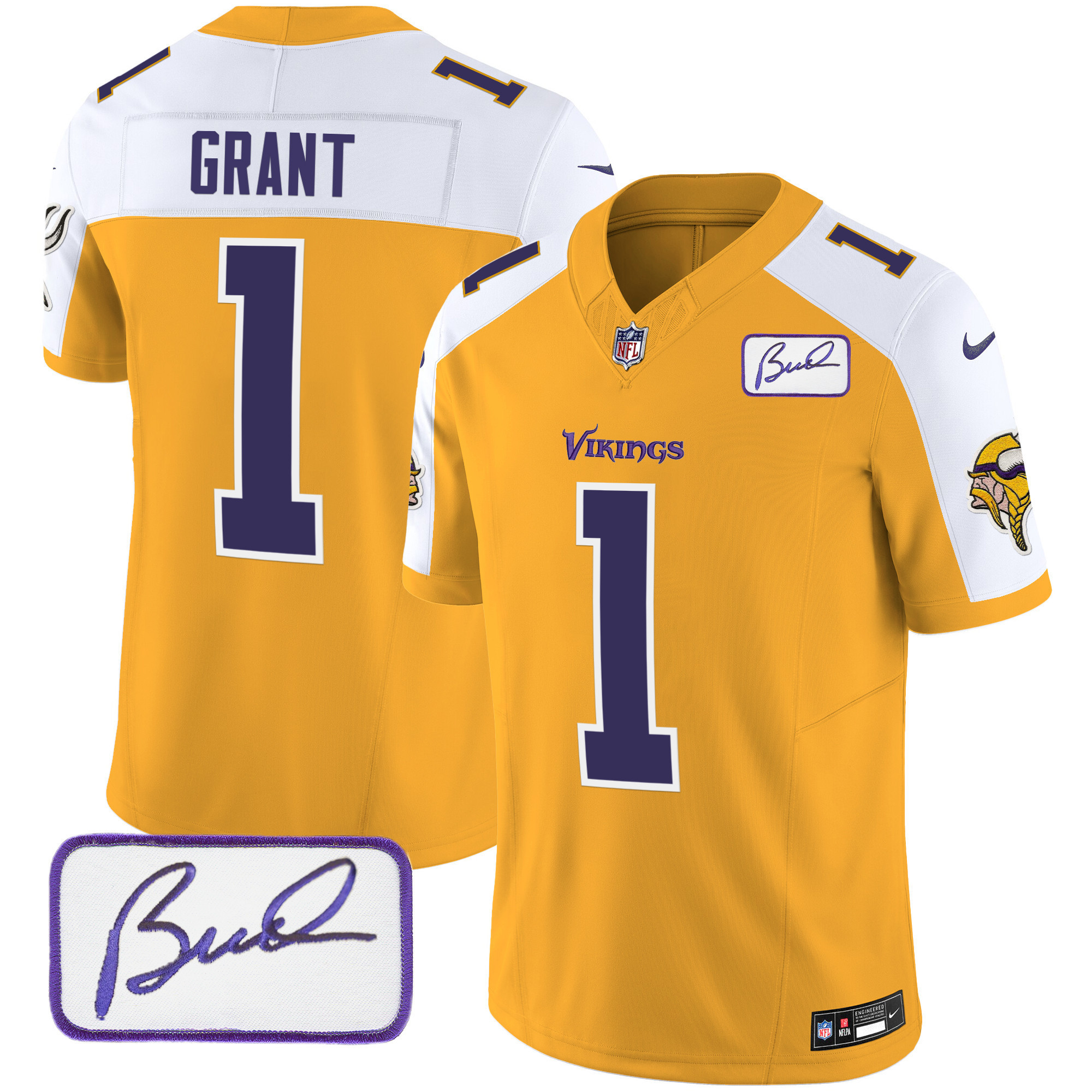 Men's Minnesota Vikings Bud Grant Patch Classic Limited Jersey V6 - All Stitched - Image 13
