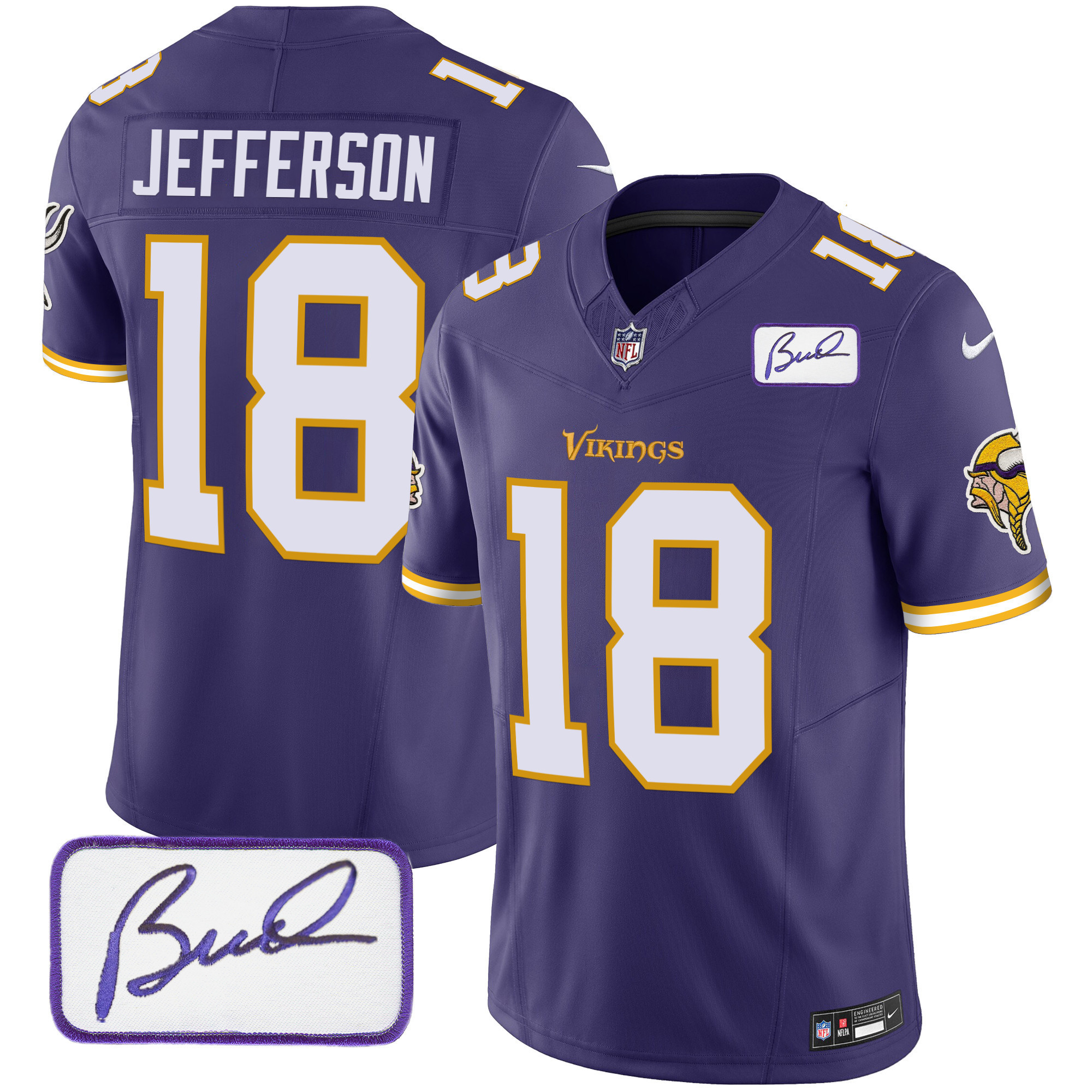 Men's Minnesota Vikings Bud Grant Patch Classic Limited Jersey V6 - All Stitched - Image 27