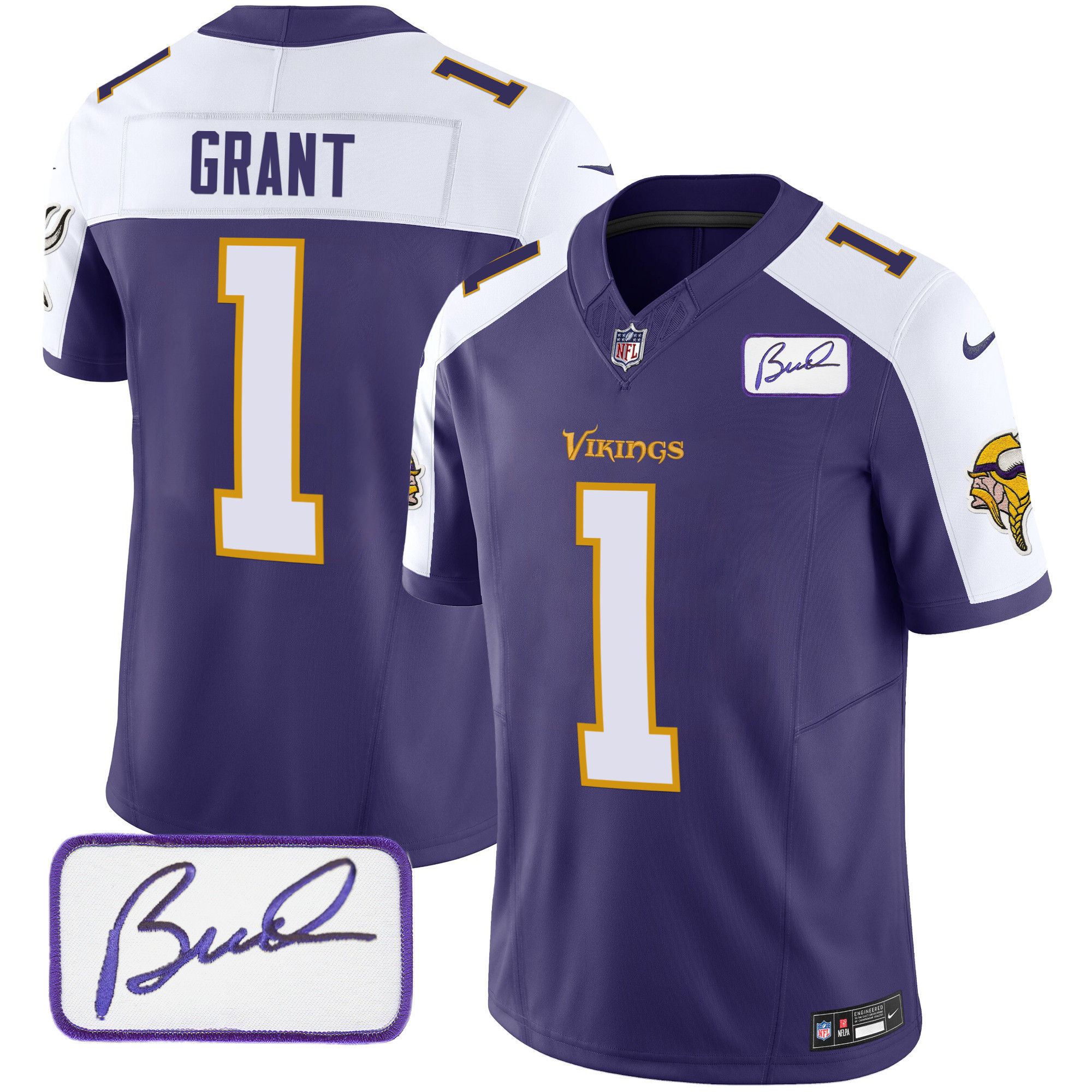 Men's Minnesota Vikings Bud Grant Patch Classic Limited Jersey V6 - All Stitched - Image 21