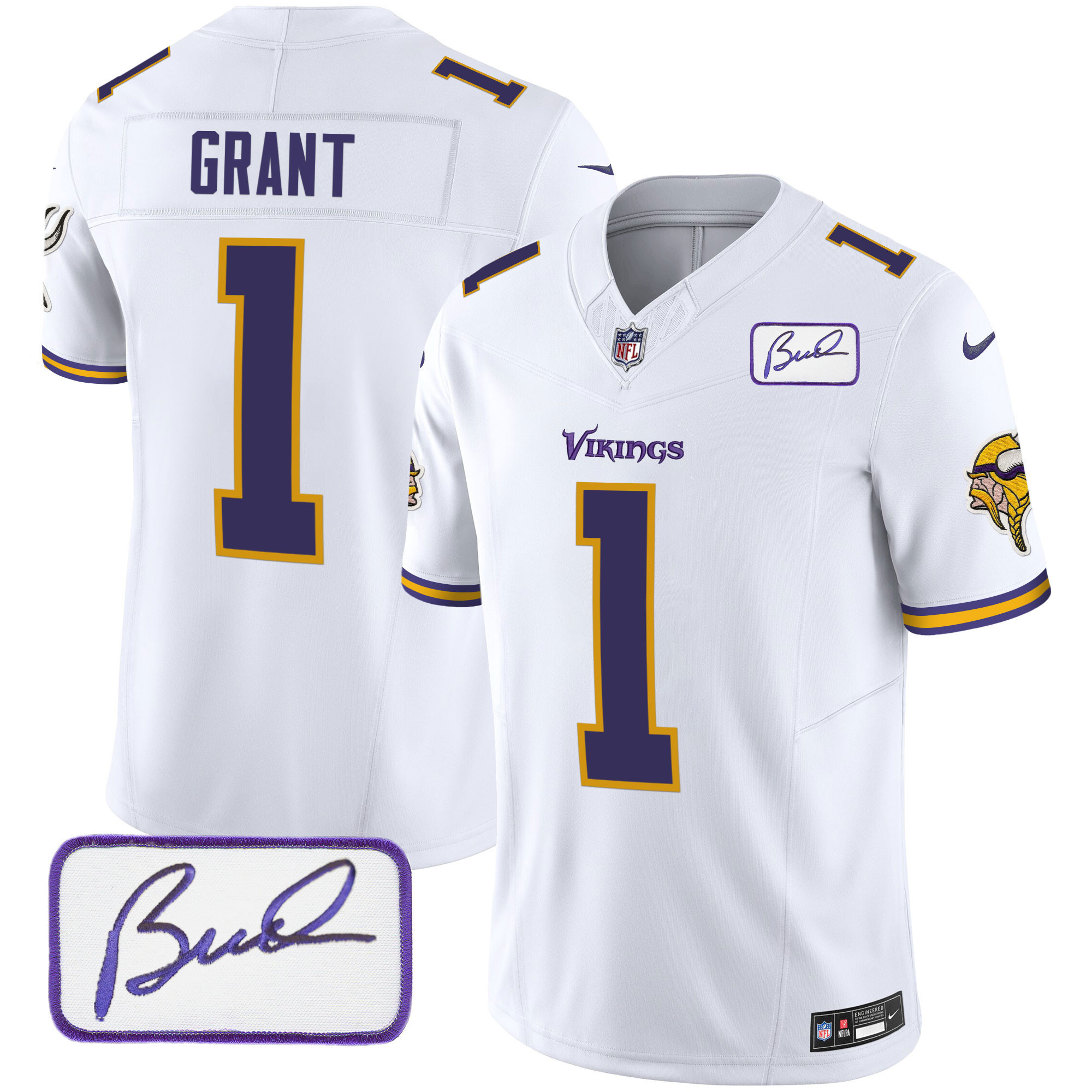 Men's Minnesota Vikings Bud Grant Patch Classic Limited Jersey V6 - All Stitched - Image 37