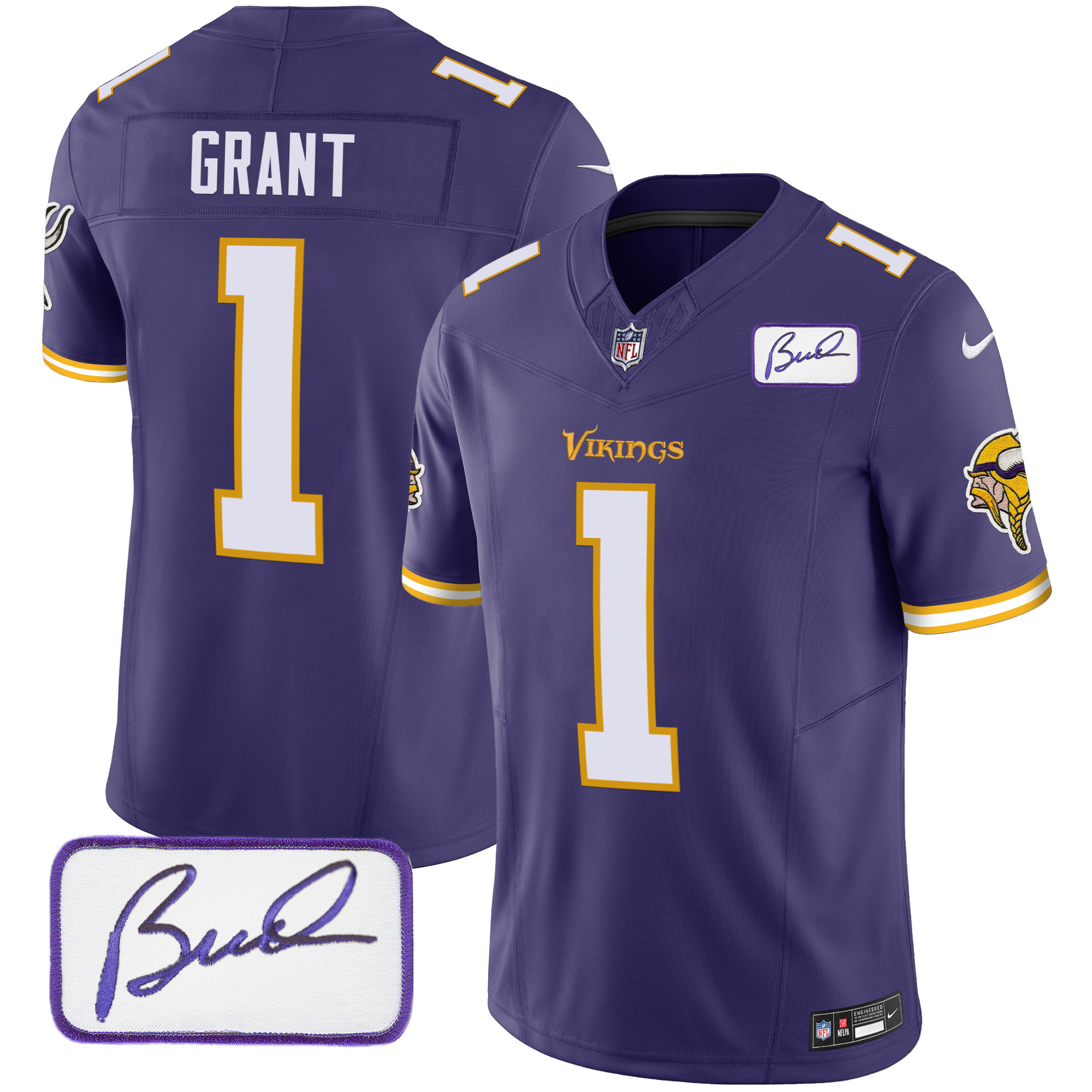 Men's Minnesota Vikings Bud Grant Patch Classic Limited Jersey V6 - All Stitched - Image 29