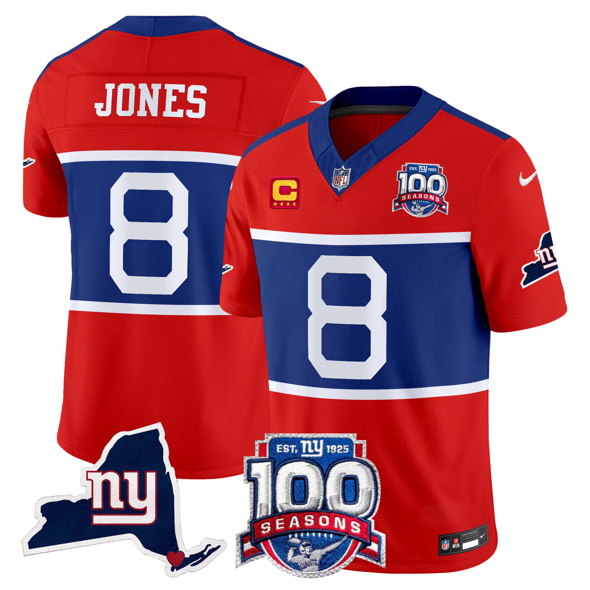 Men's New York Giants 'Century Red' 100th Commemorative Vapor Jersey V2 - All Stitched - Image 16