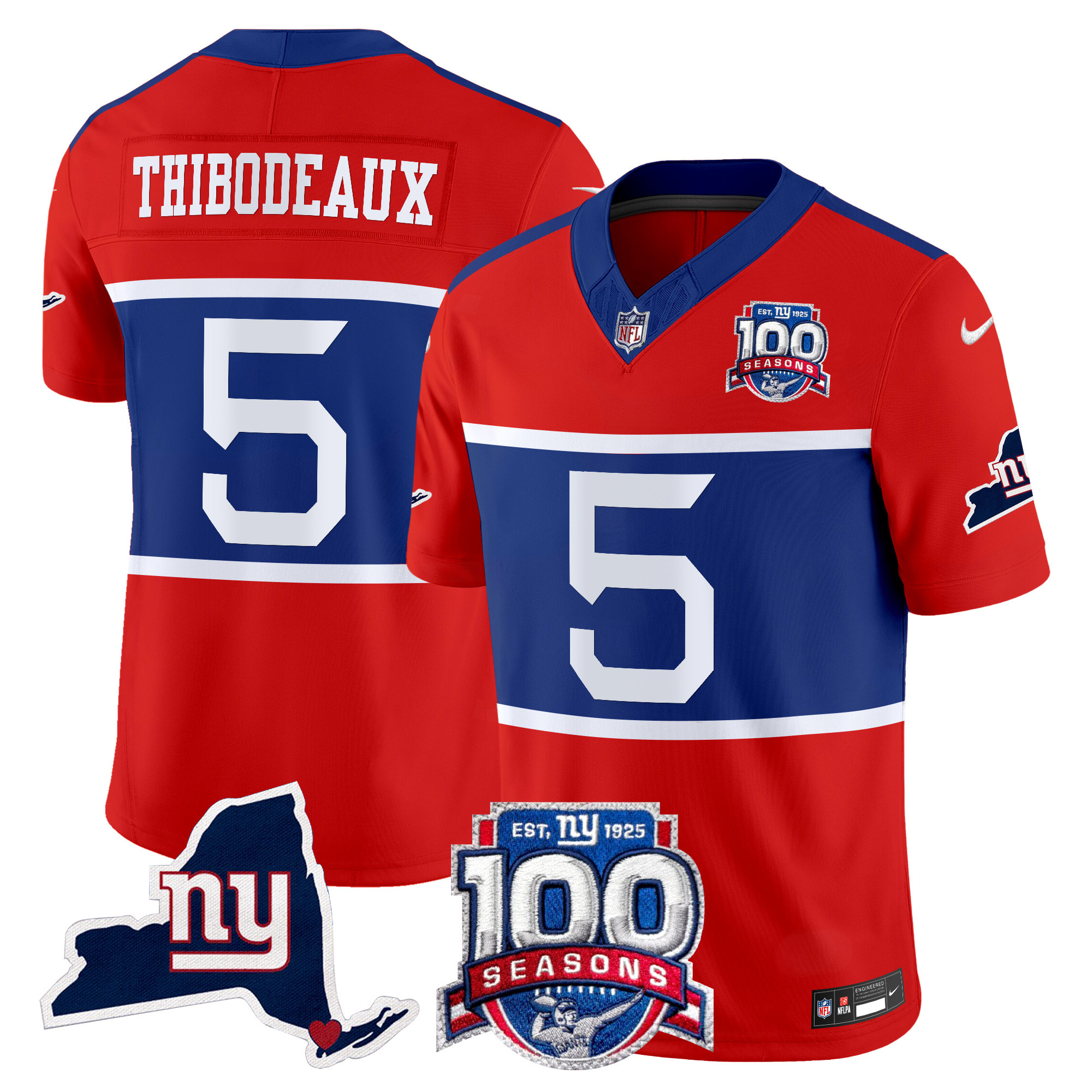 Men's New York Giants 'Century Red' 100th Commemorative Vapor Jersey V2 - All Stitched - Image 20