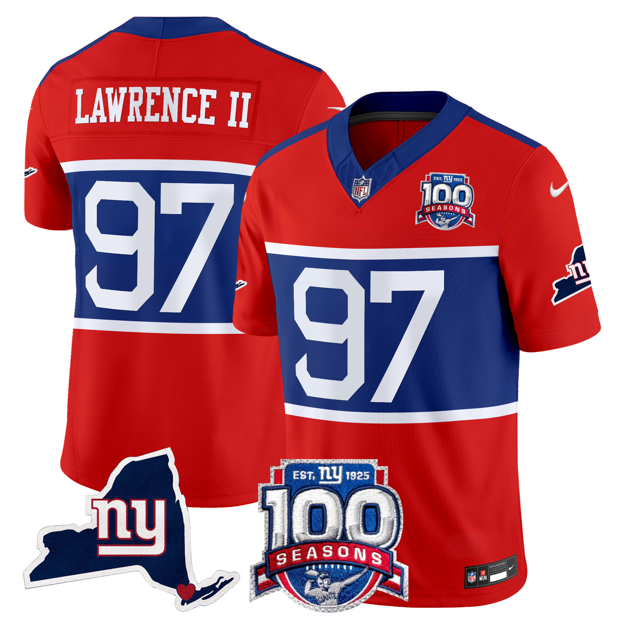 Men's New York Giants 'Century Red' 100th Commemorative Vapor Jersey V2 - All Stitched - Image 21