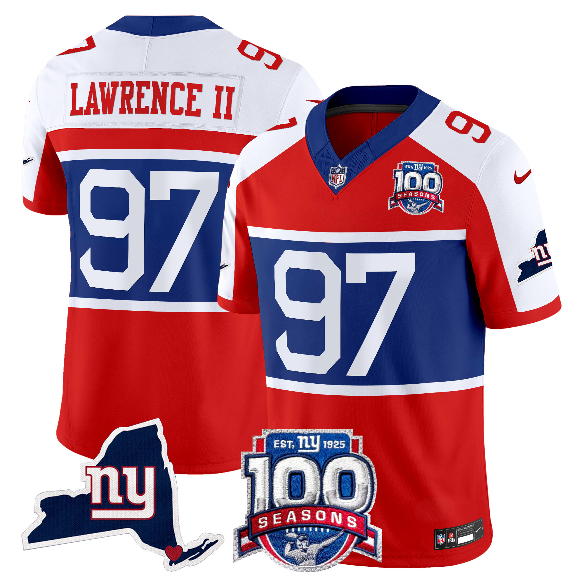 Men's New York Giants 'Century Red' 100th Commemorative Vapor Jersey V2 - All Stitched - Image 7