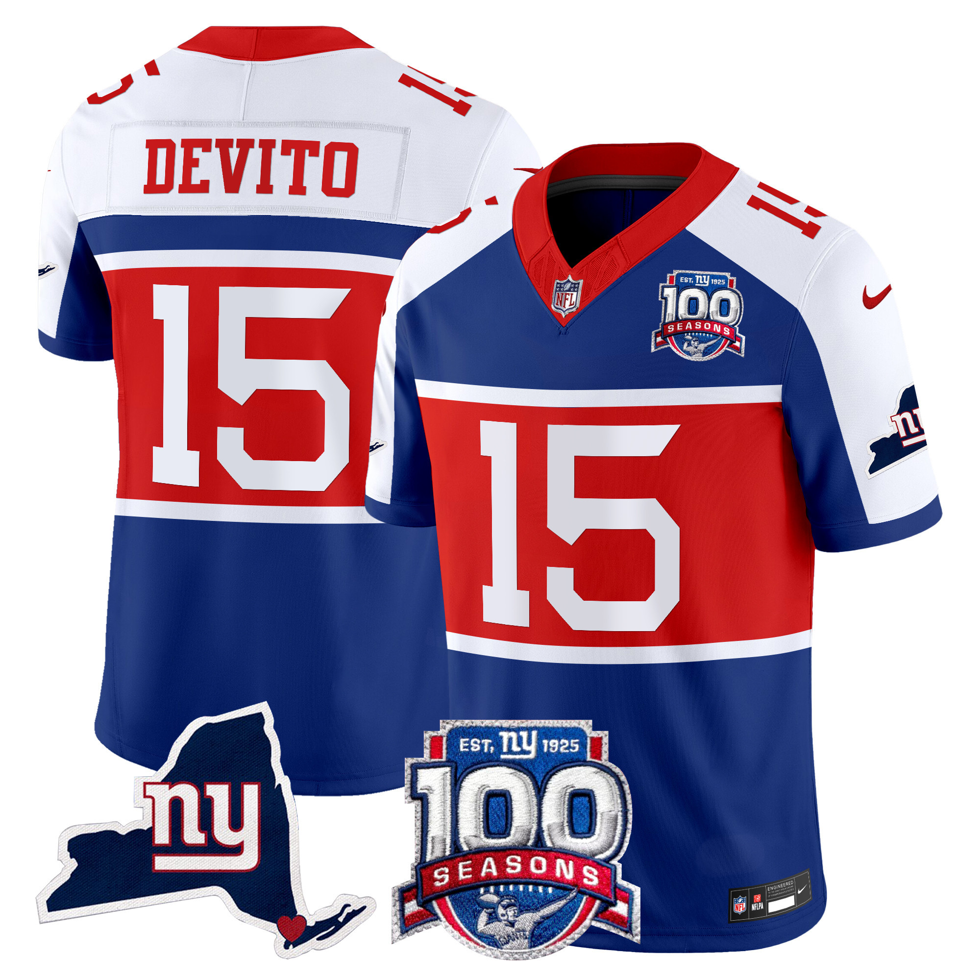 Men's New York Giants 'Century Red' 100th Commemorative Vapor Jersey V2 - All Stitched - Image 8