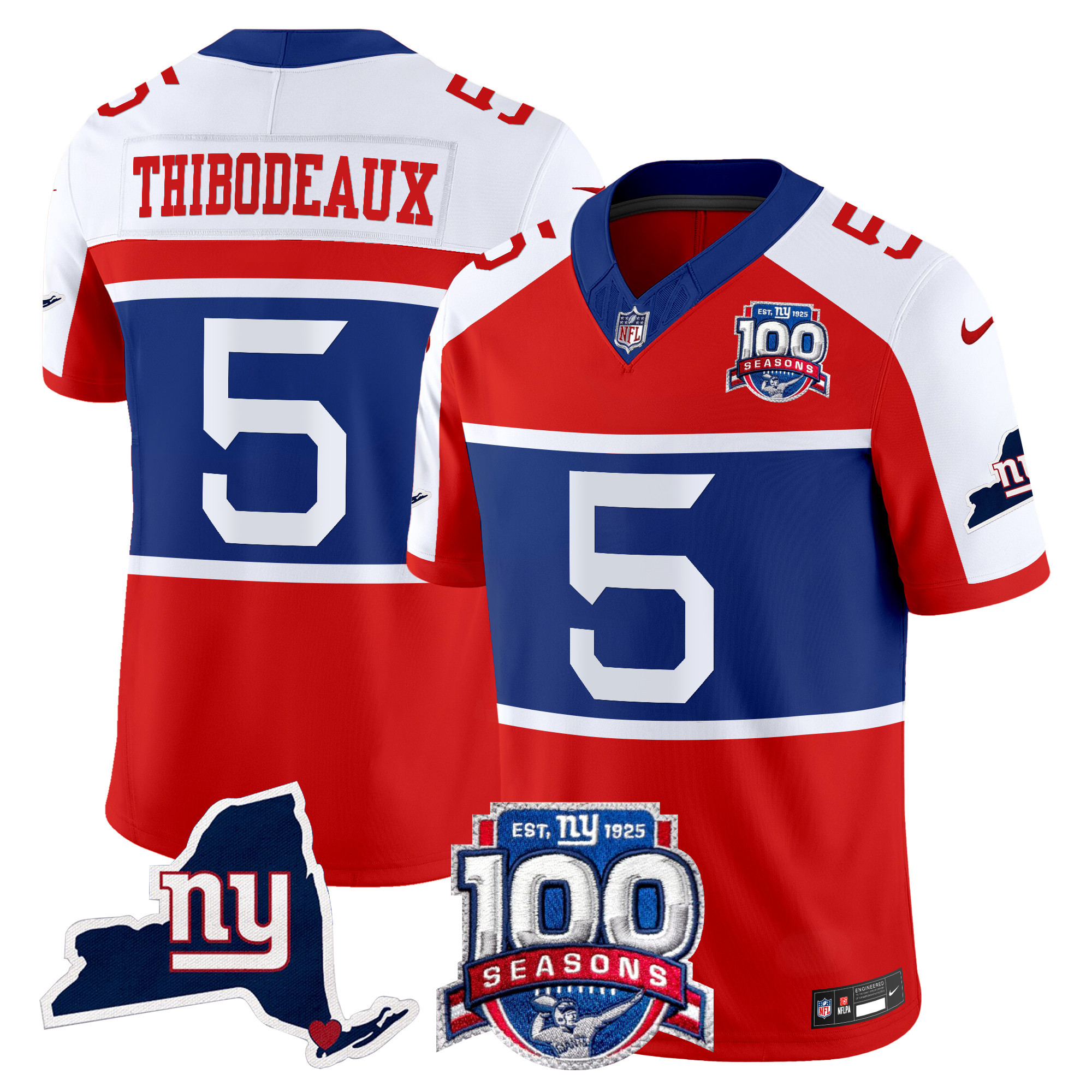 Men's New York Giants 'Century Red' 100th Commemorative Vapor Jersey V2 - All Stitched - Image 6