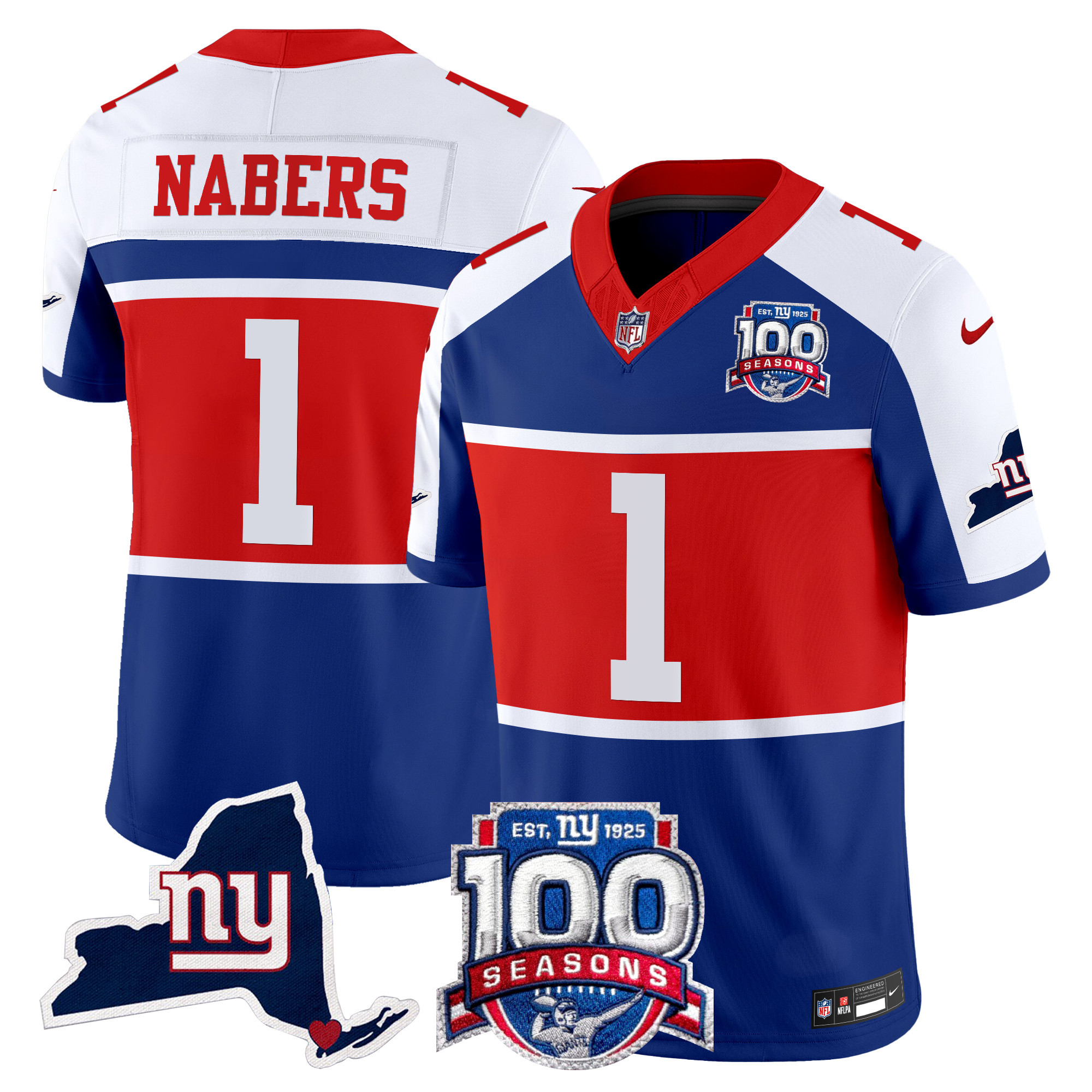 Men's New York Giants 'Century Red' 100th Commemorative Vapor Jersey V2 - All Stitched - Image 10
