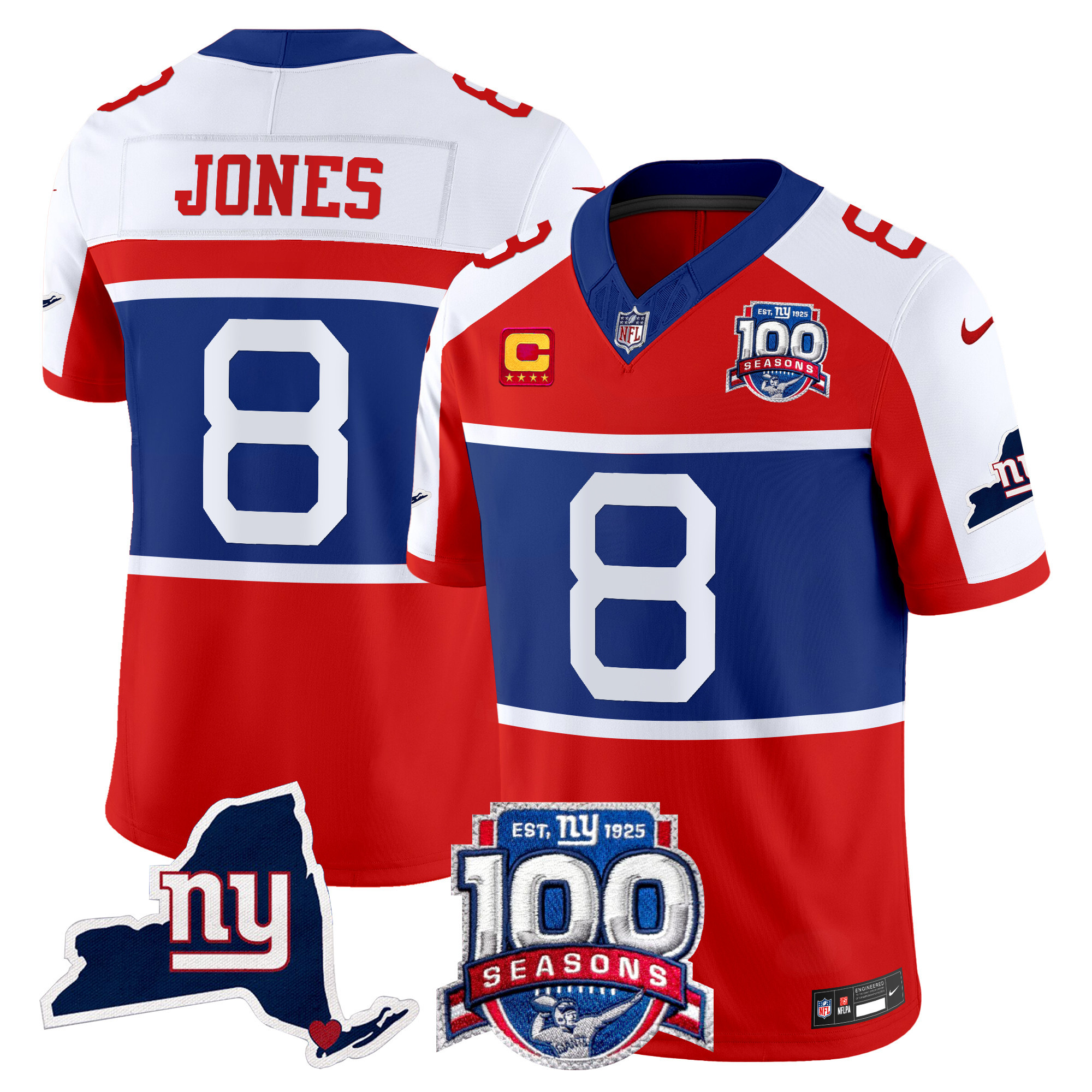 Men's New York Giants 'Century Red' 100th Commemorative Vapor Jersey V2 - All Stitched - Image 2