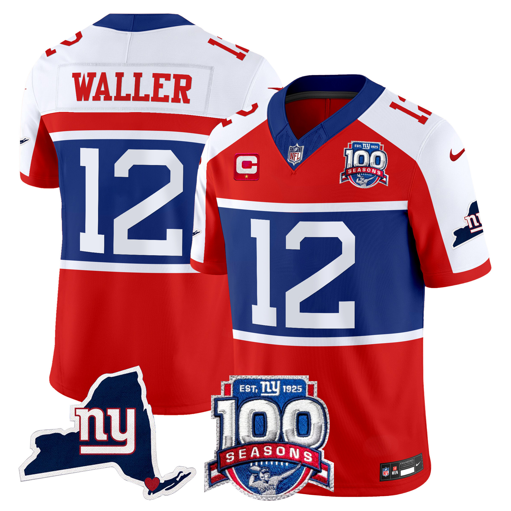 Men's New York Giants 'Century Red' 100th Commemorative Vapor Jersey V2 - All Stitched - Image 5