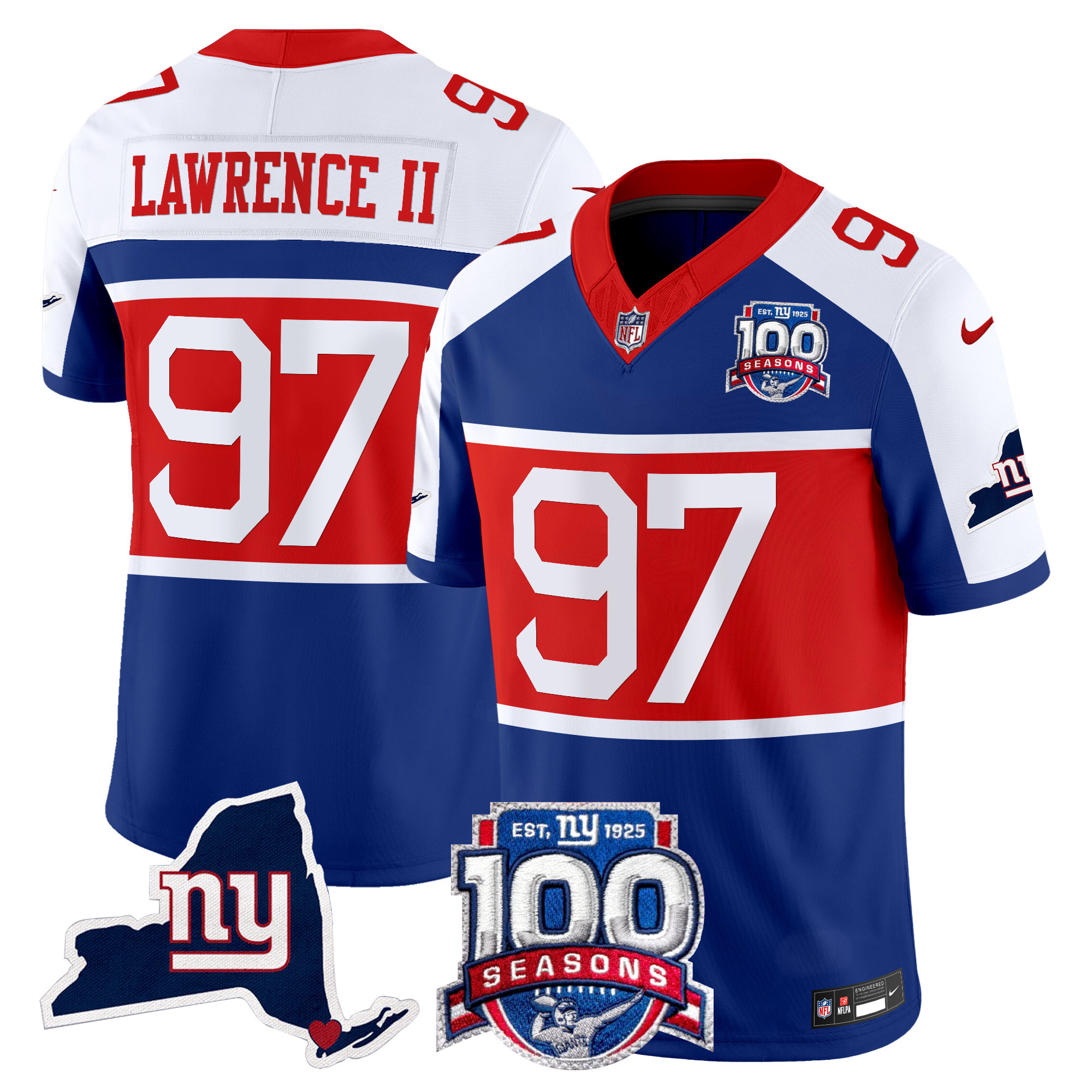 Men's New York Giants 'Century Red' 100th Commemorative Vapor Jersey V2 - All Stitched - Image 14