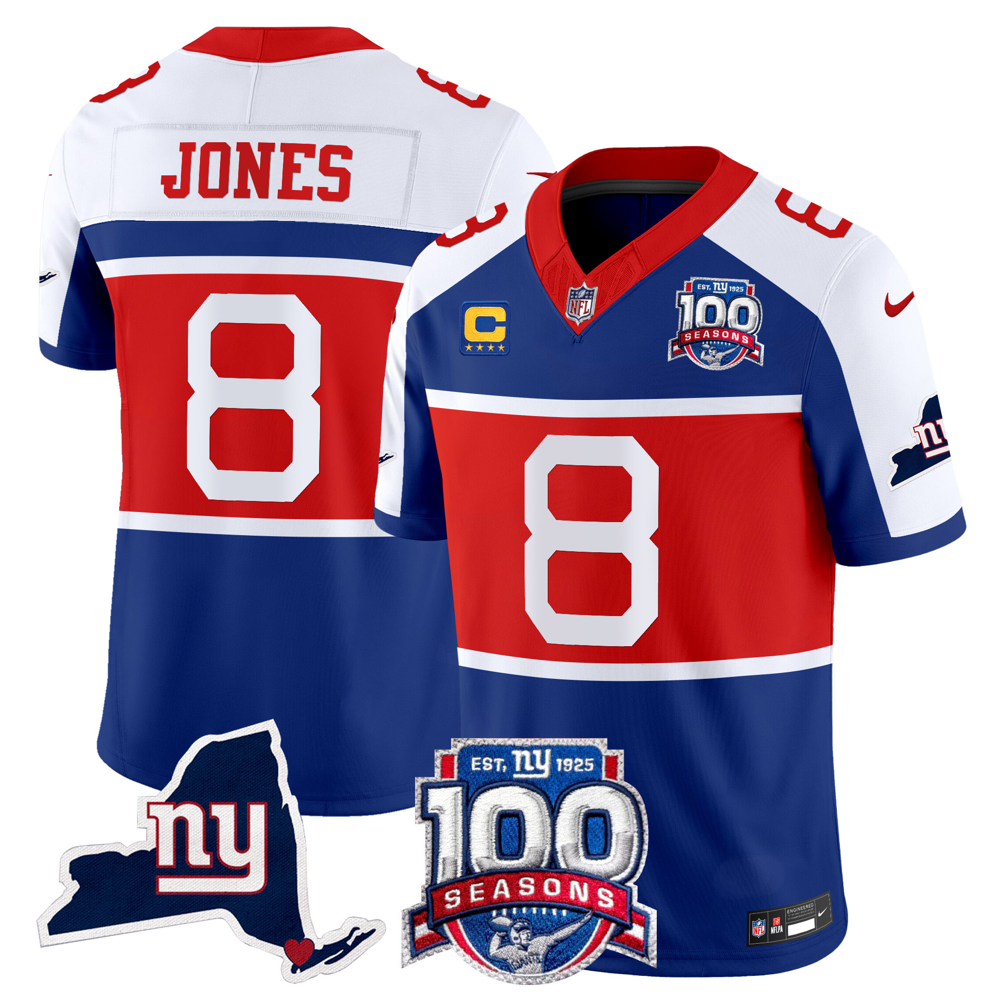 Men's New York Giants 'Century Red' 100th Commemorative Vapor Jersey V2 - All Stitched - Image 9