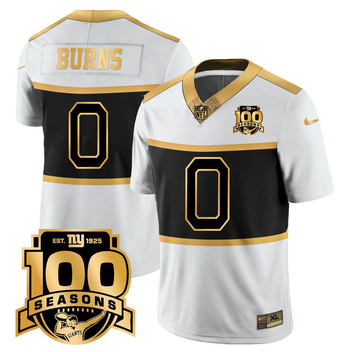 Men's New York Giants 'Century Red' 100th Season Commemorative Gold Vapor Jersey - All Stitched - Image 10