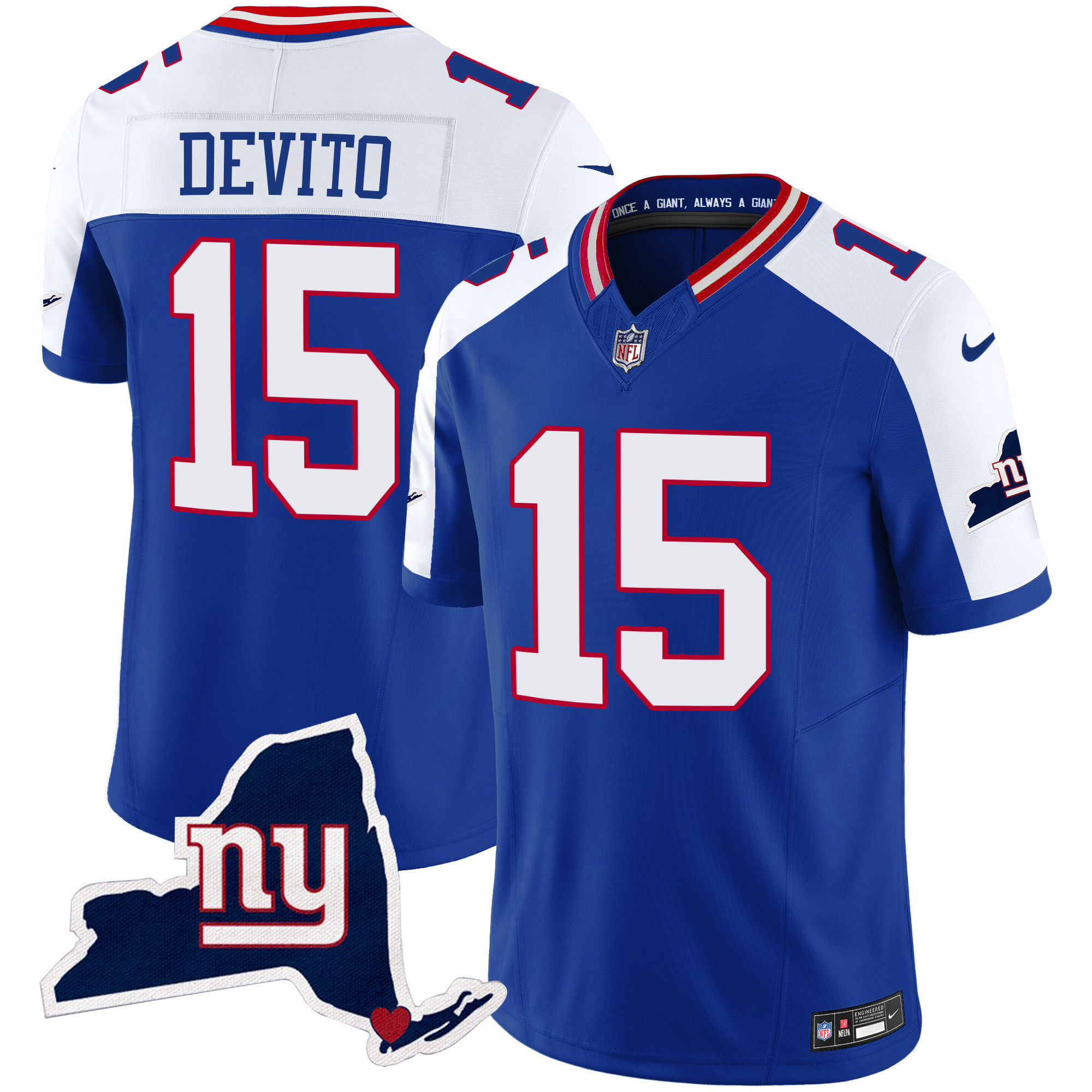 Men's New York Giants New York State Map Patch Limited Jersey V2 - All Stitched - Image 6