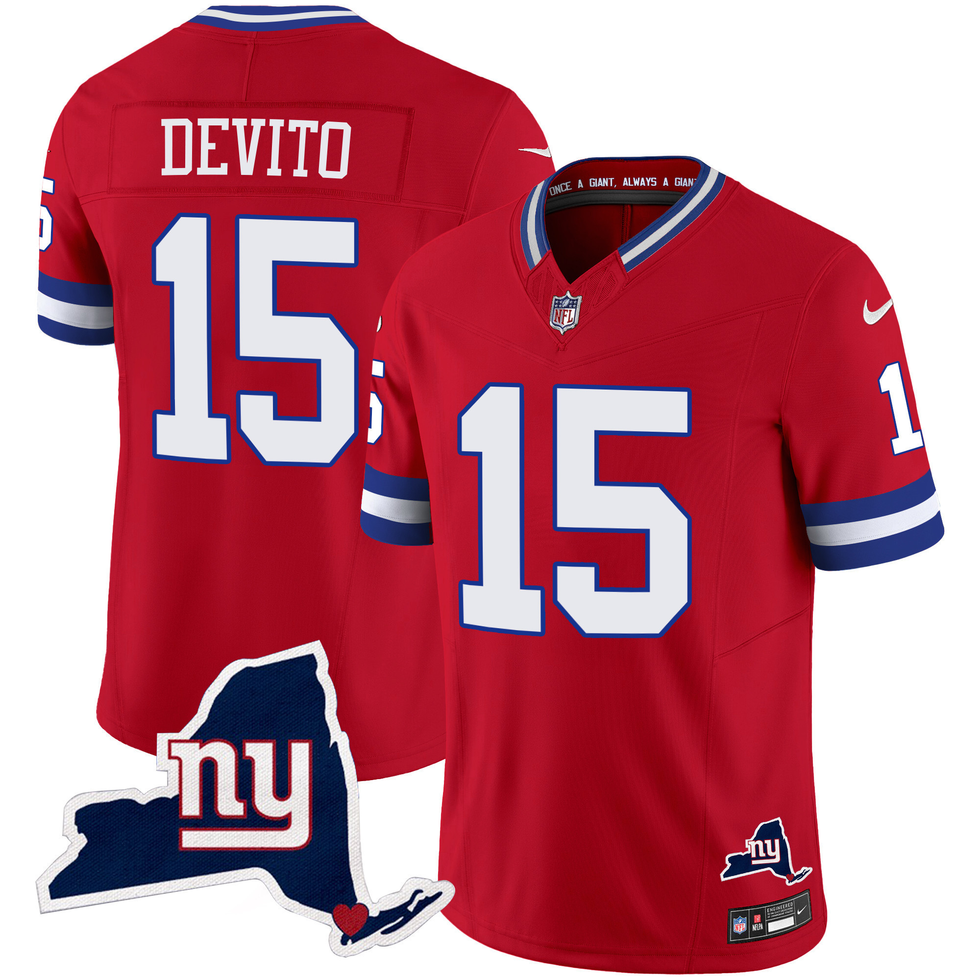 Men's New York Giants New York State Map Patch Limited Jersey V2 - All Stitched - Image 21