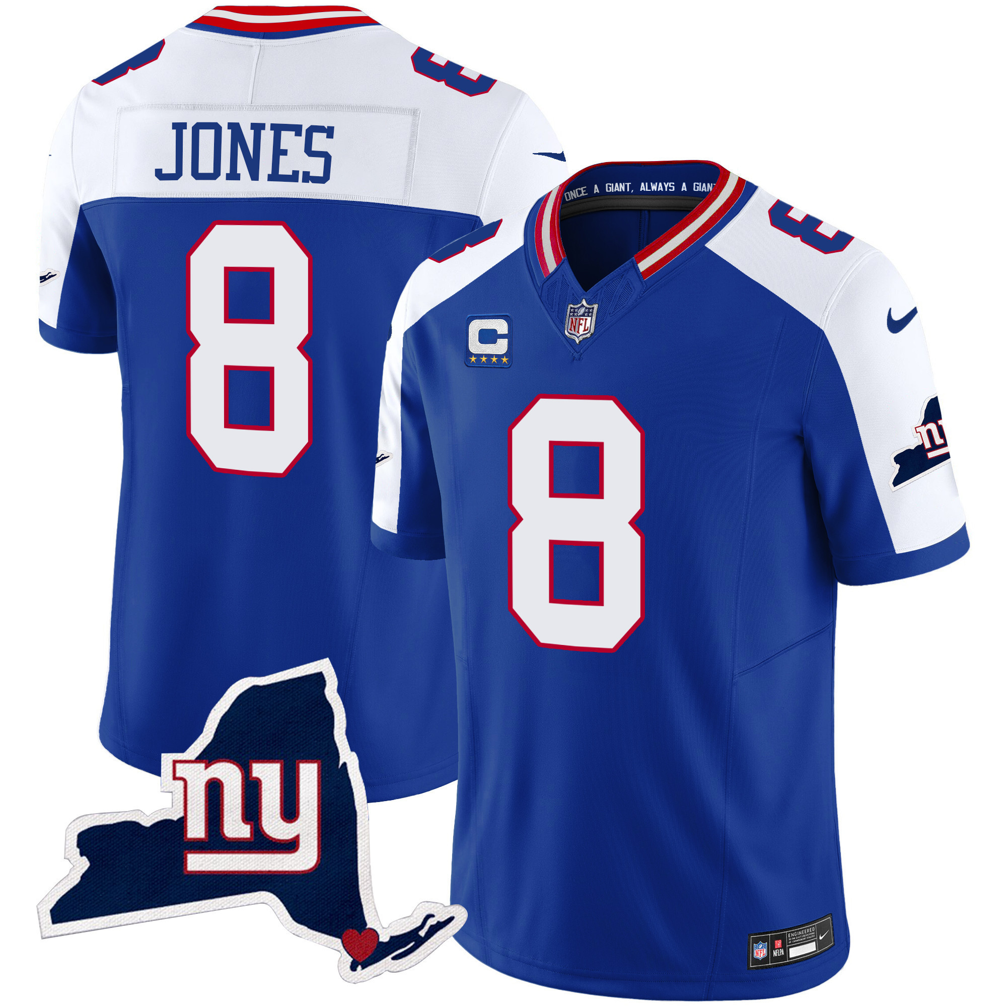 Men's New York Giants New York State Map Patch Limited Jersey V2 - All Stitched - Image 10