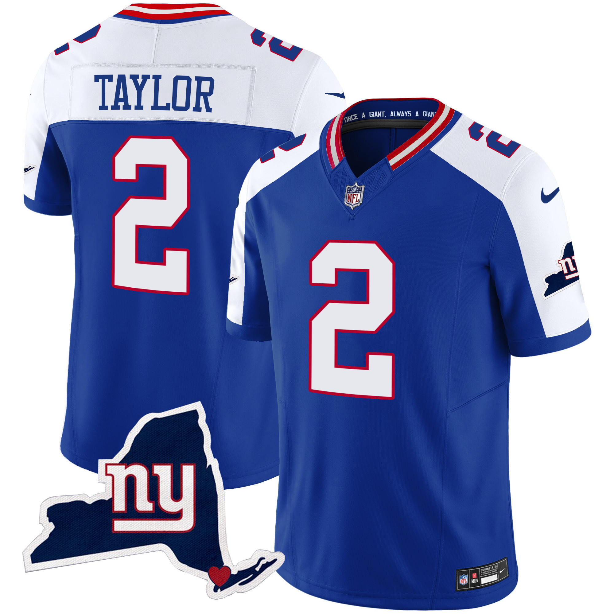 Men's New York Giants New York State Map Patch Limited Jersey V2 - All Stitched - Image 9