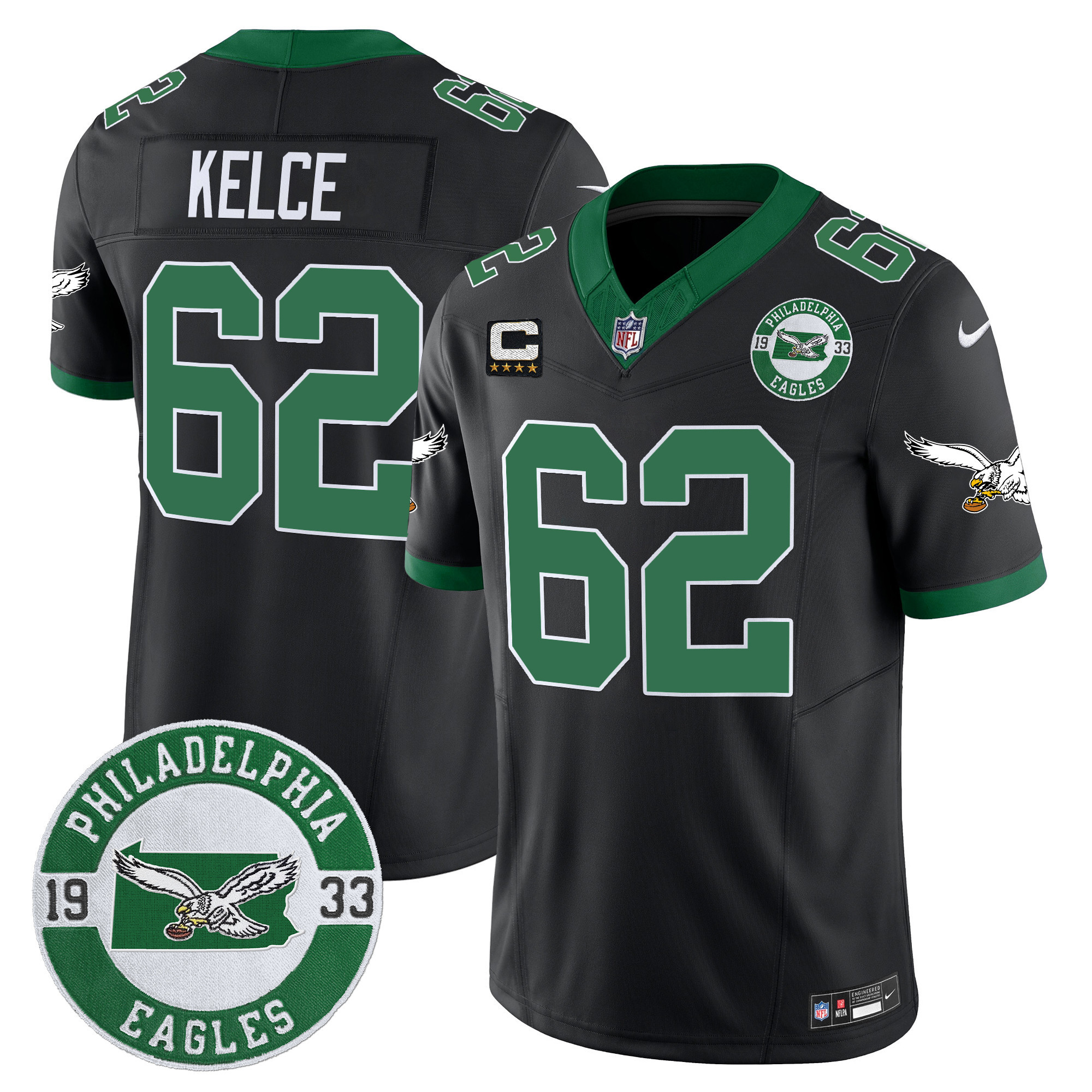 Men's Philadelphia Eagles 2024 Throwback Vapor Limited Jersey - Est. 1933 Patch - All Stitched - Image 36