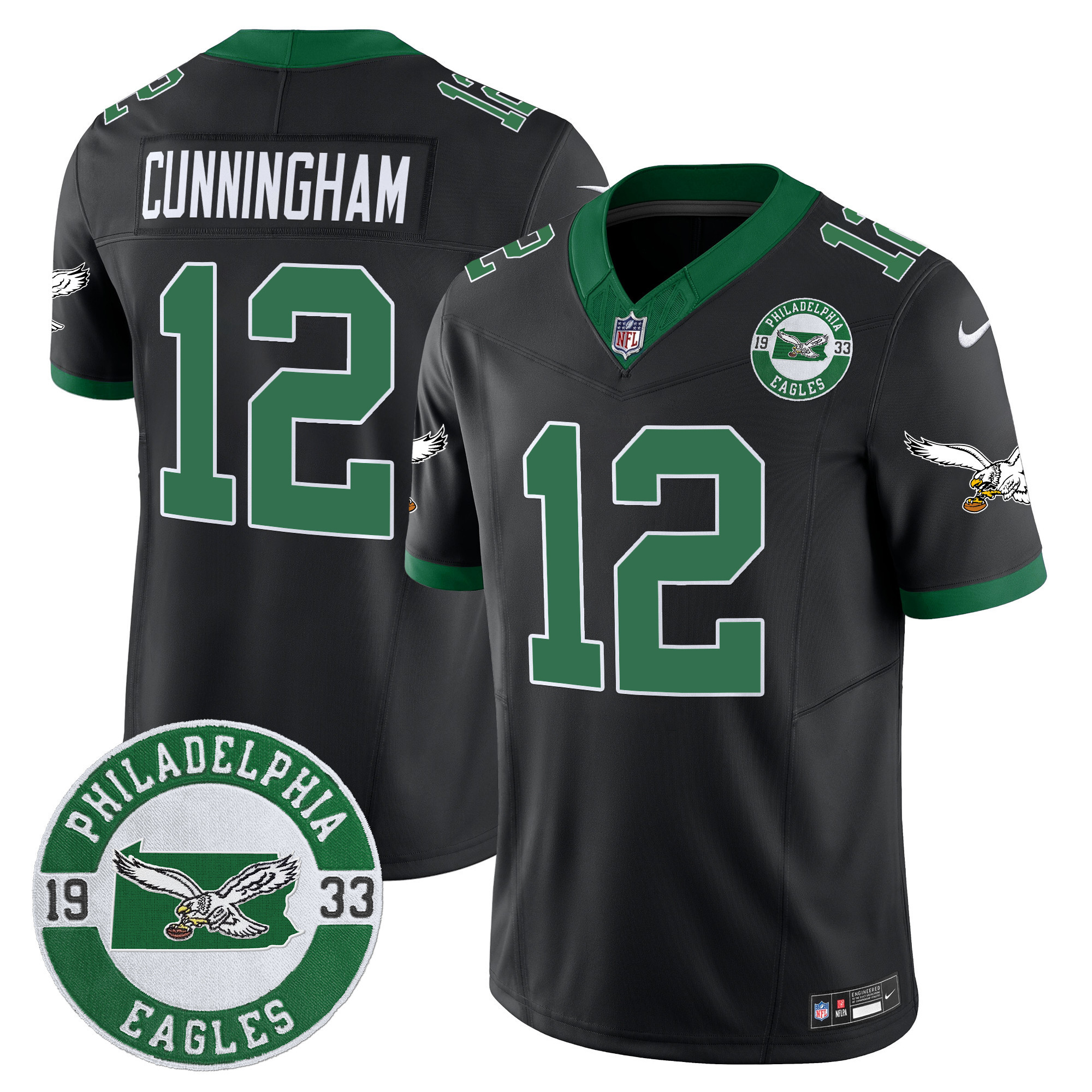 Men's Philadelphia Eagles 2024 Throwback Vapor Limited Jersey - Est. 1933 Patch - All Stitched - Image 38