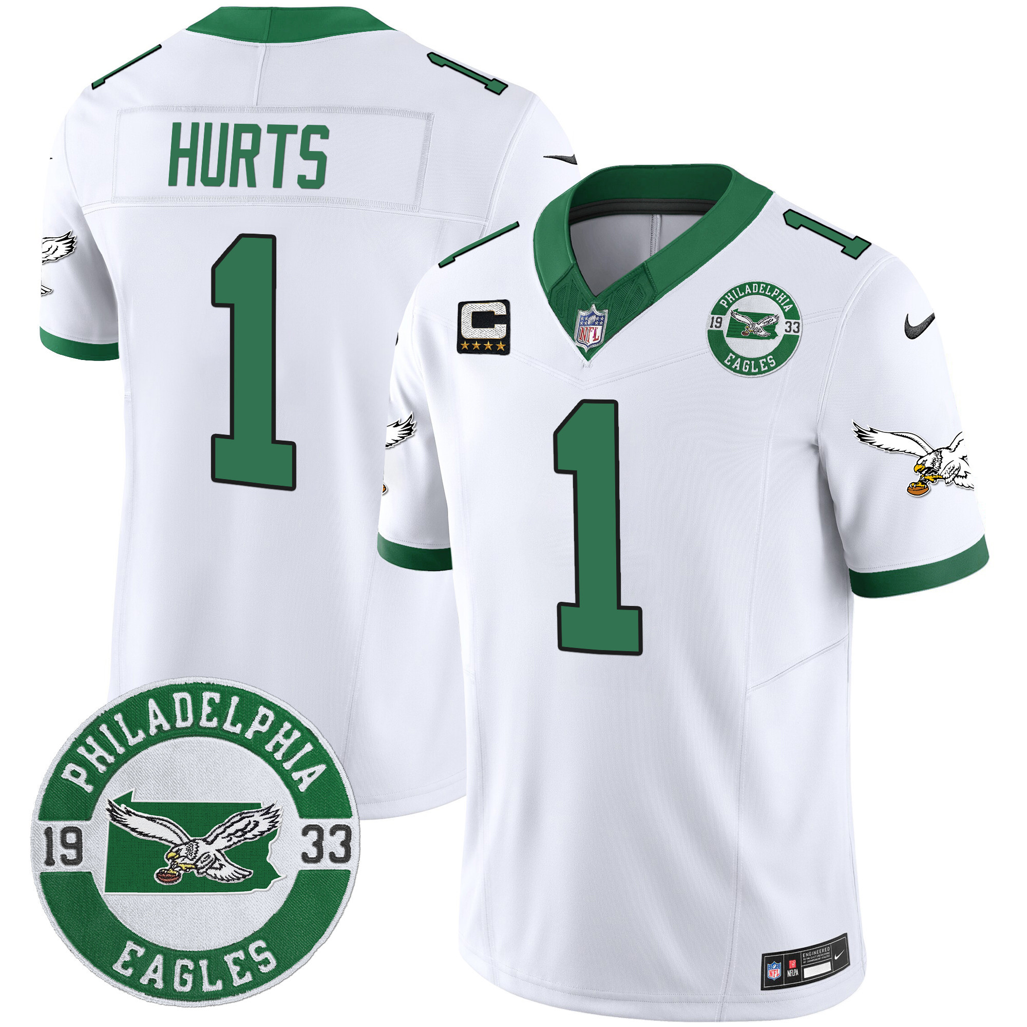 Men's Philadelphia Eagles 2024 Throwback Vapor Limited Jersey - Est. 1933 Patch - All Stitched - Image 3