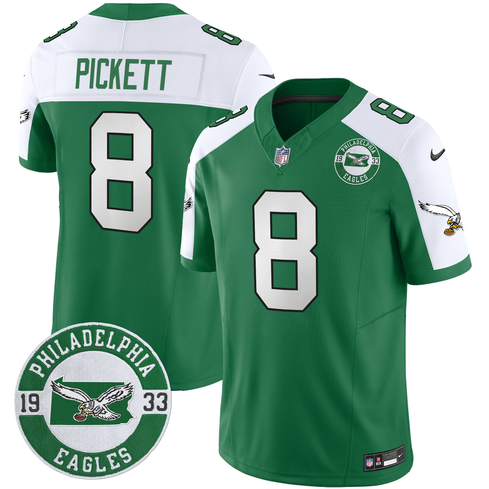 Men's Philadelphia Eagles 2024 Throwback Vapor Limited Jersey - Est. 1933 Patch - All Stitched - Image 18