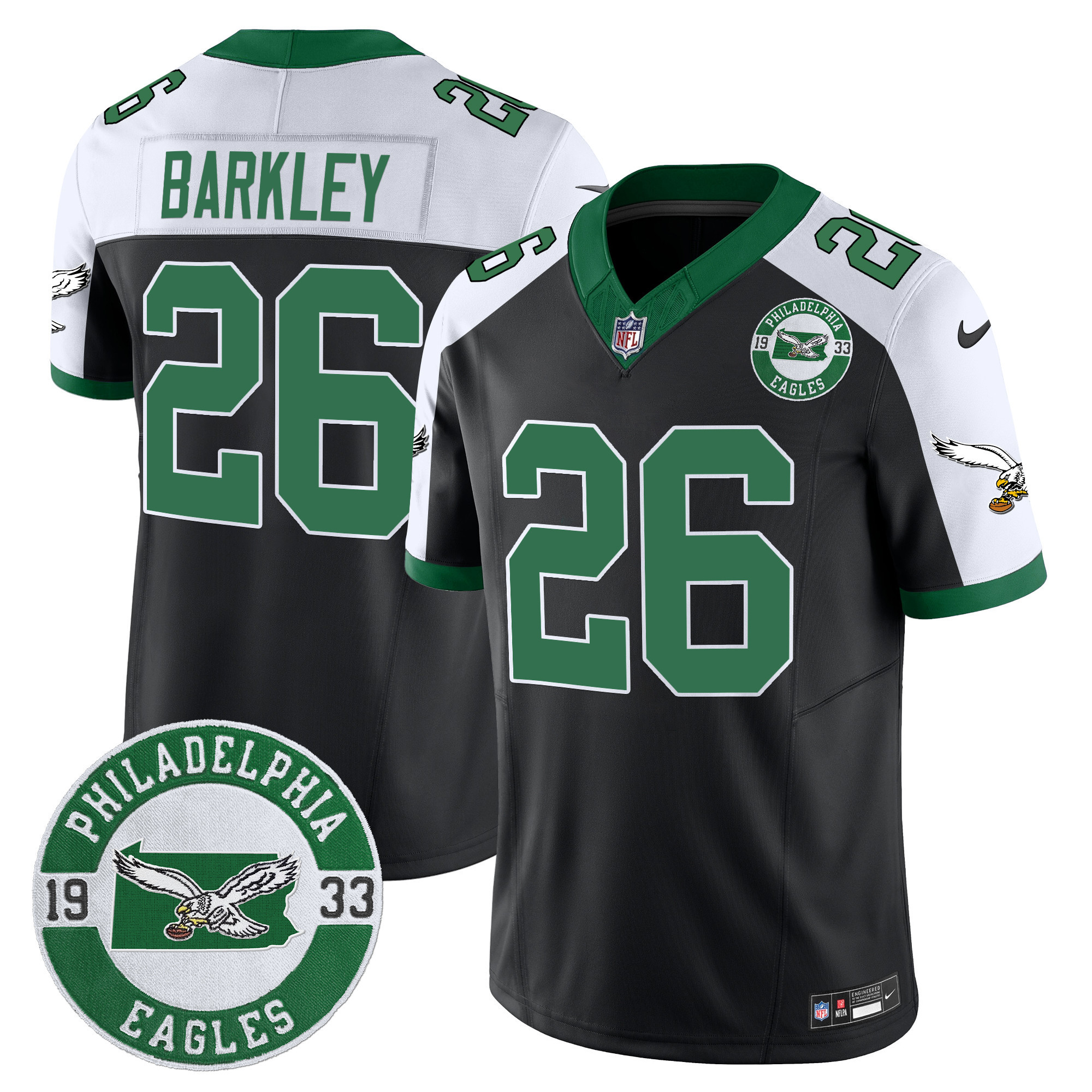 Men's Philadelphia Eagles 2024 Throwback Vapor Limited Jersey - Est. 1933 Patch - All Stitched - Image 9
